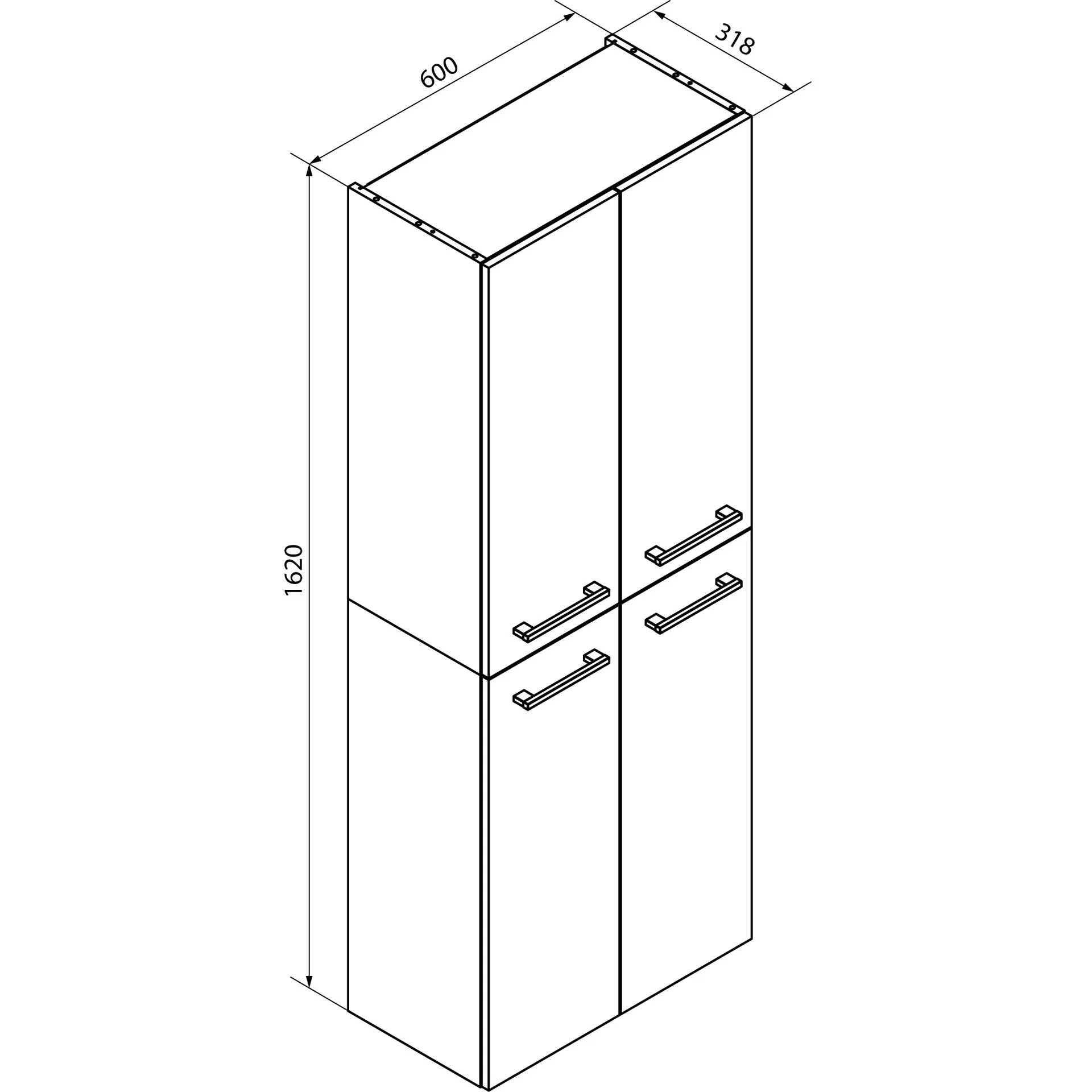FACKELMANN B.ROUND Doppel Hochschrank 60 cm breit, Braun