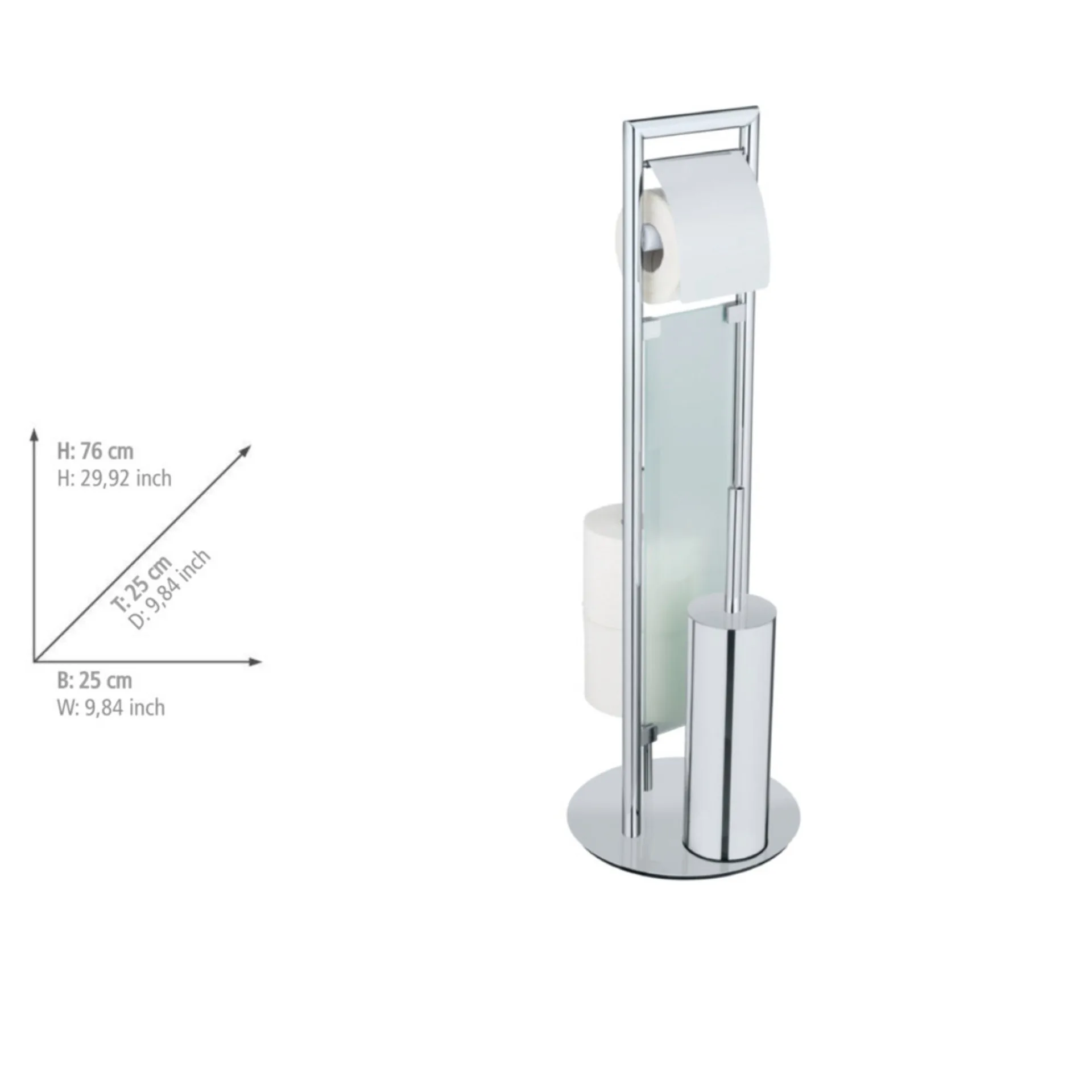 WENKO SULMONA WC-Garnitur, Silber, mit Toilettenpapierhalter und Bevorrater, Edelstahl, stehend