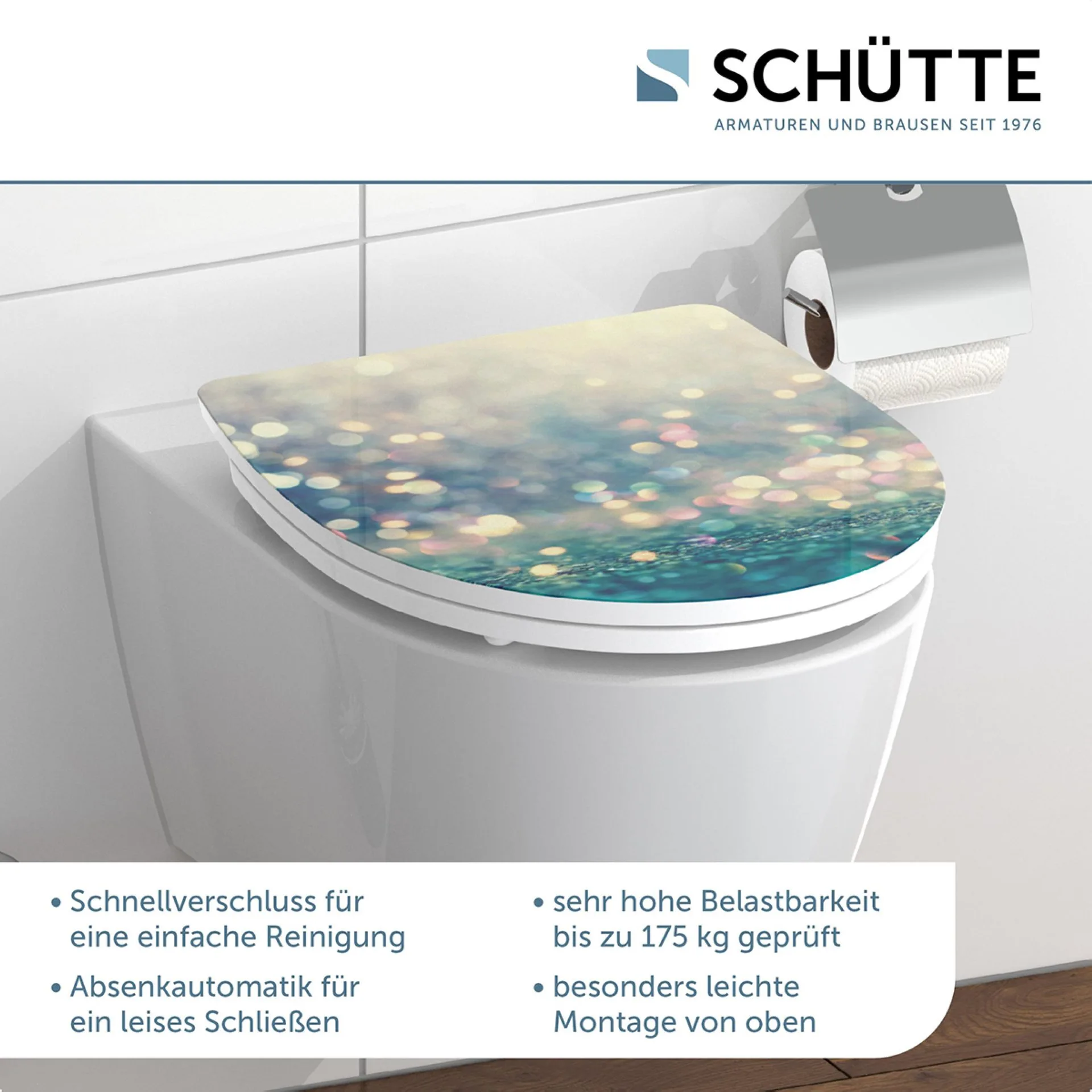 Schütte MAGIC LIGHT WC-Sitz, mit Absenkautomatik und Schnellverschluss, Duroplast HG