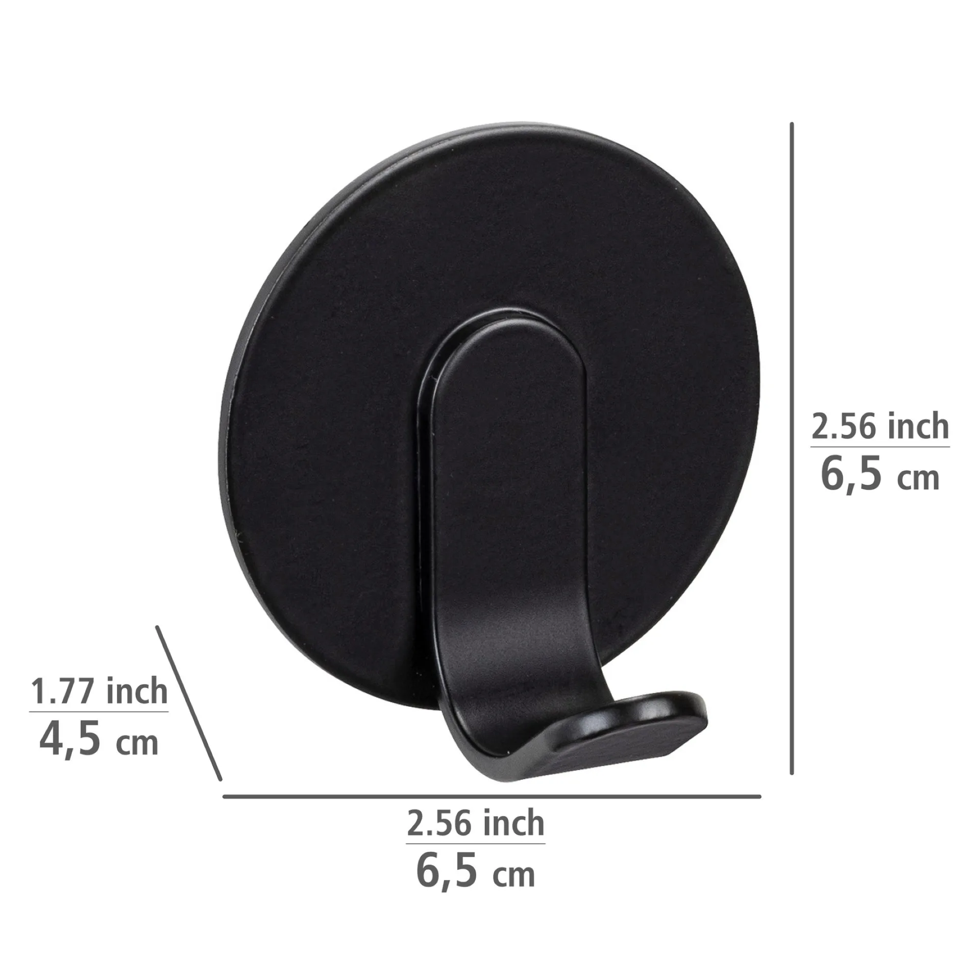 WENKO BIVIO Handtuchhaken, Schwarz matt, 3er Set, Aluminium