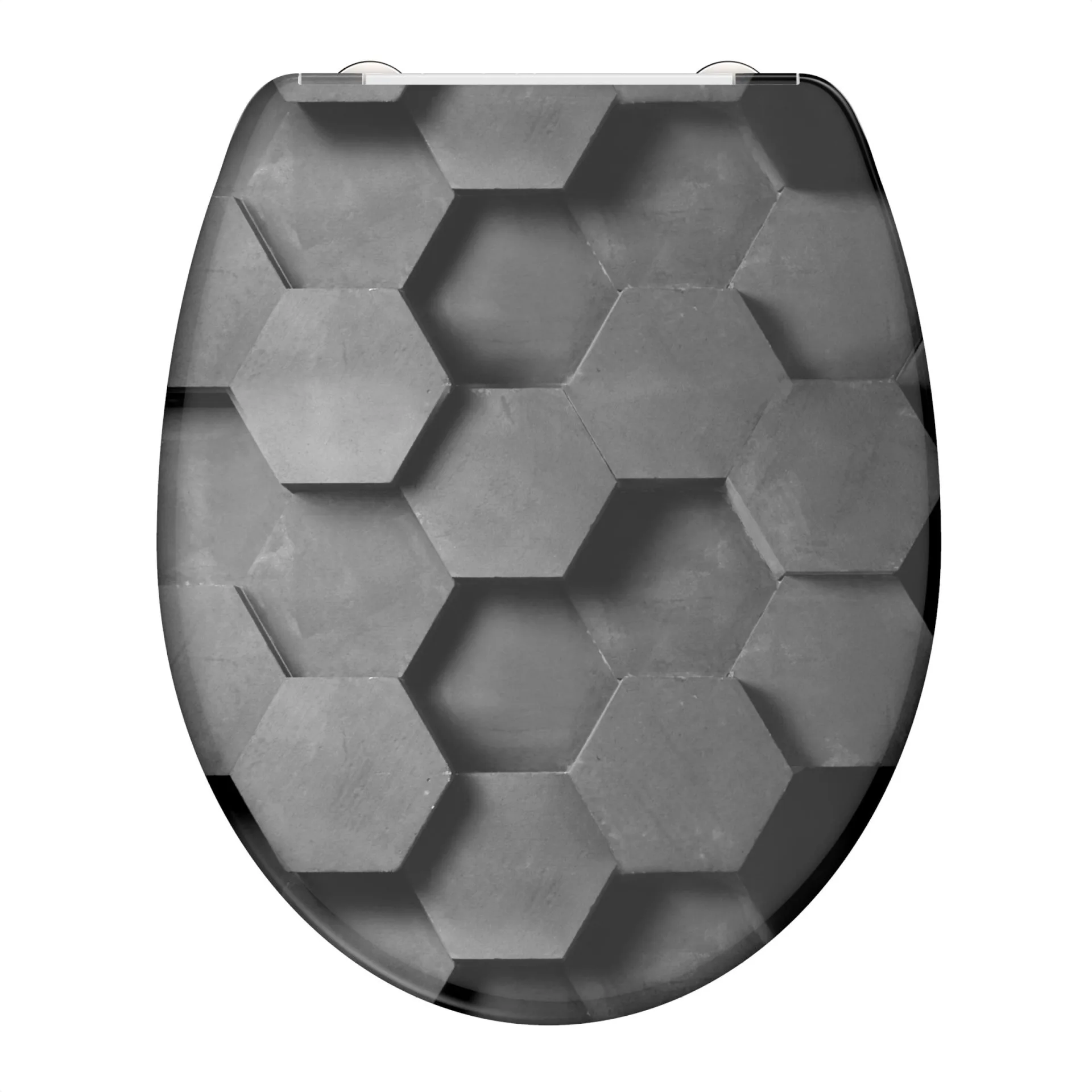 SCHÜTTE GREY HEXAGONS WC-Sitz, Kunststoff, mit Absenkautomatik und Schnellverschluss