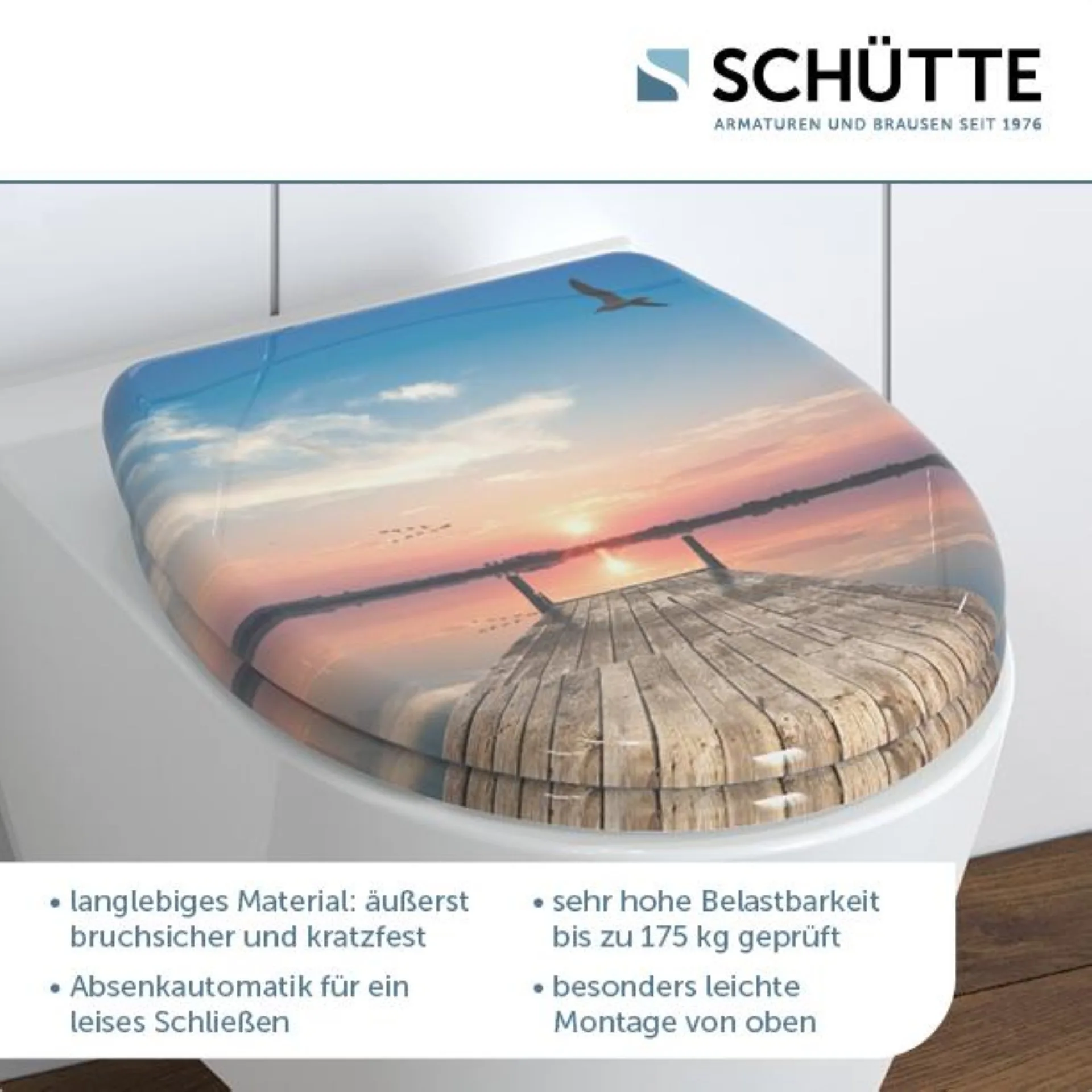 SCHÜTTE SUNSET SKY WC-Sitz, Kunststoff, mit Absenkautomatik und Schnellverschluss