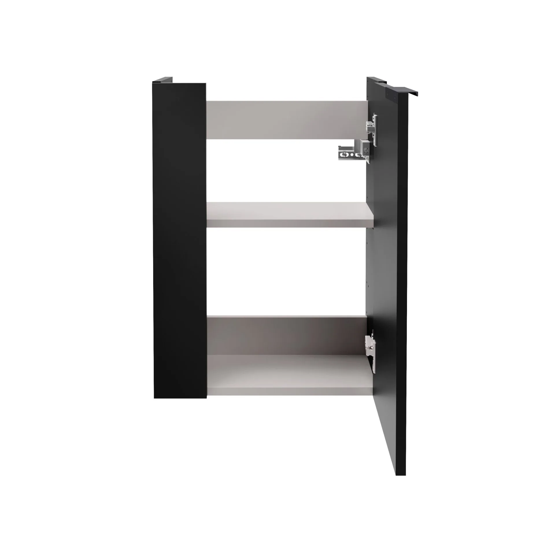 FACKELMANN SBC B.PARIS Gäste WC Waschtisch Set 45 cm breit, Schwarz matt, Waschbecken Keramik Weiß, Hahnloch links, Türanschlag rechts