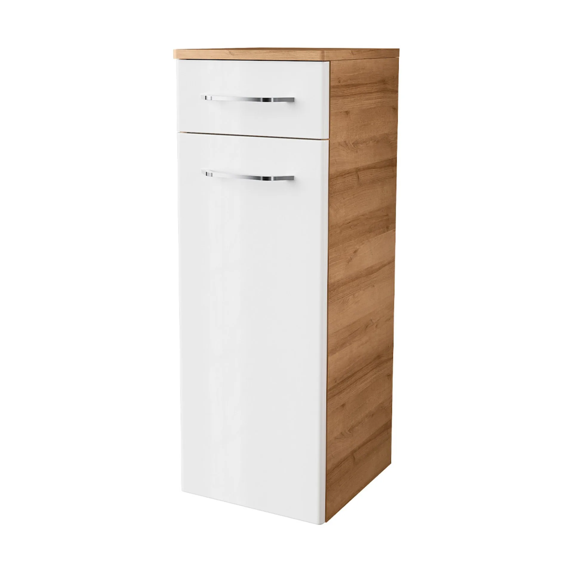 FACKELMANN MILANO Midischrank 30 cm breit, Weiß/Braun hell