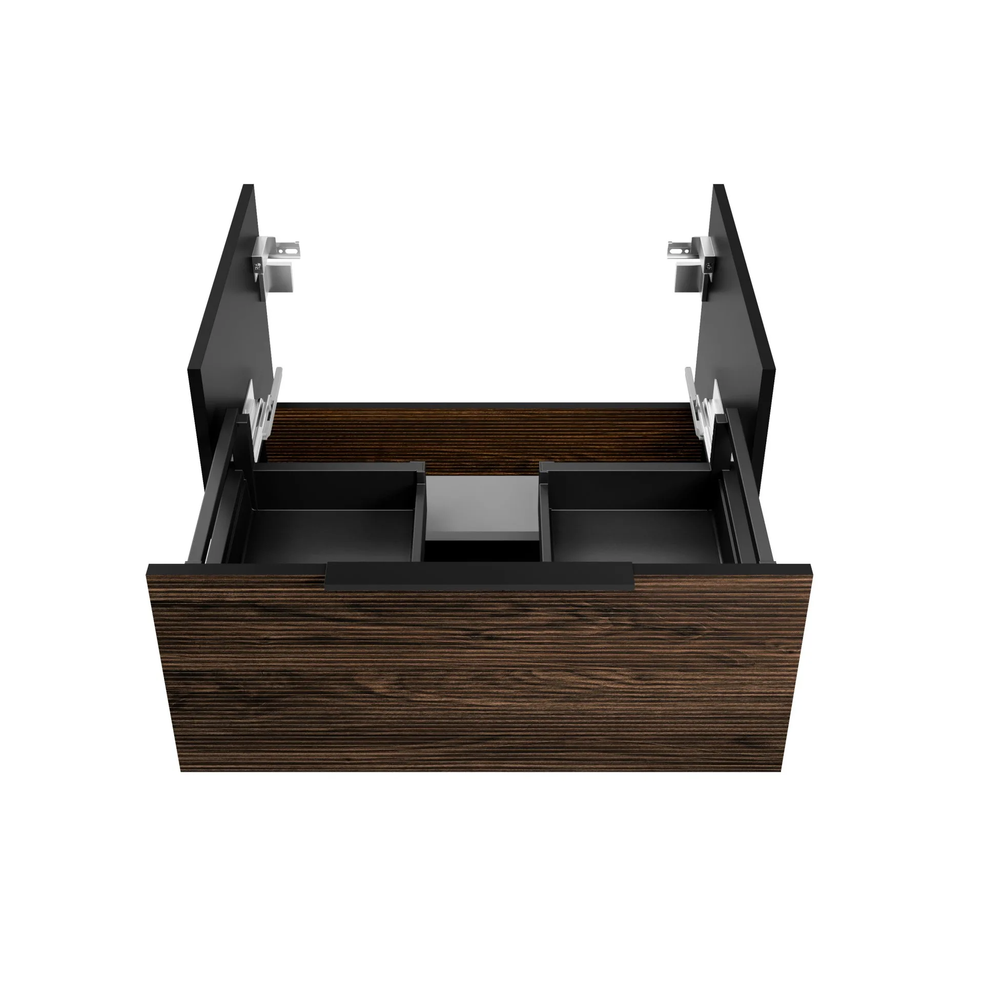 FACKELMANN B.PARIS Waschbecken mit Unterschrank 70 cm breit, Braun Dunkel/Schwarz, Waschbecken Gussmarmor Weiß