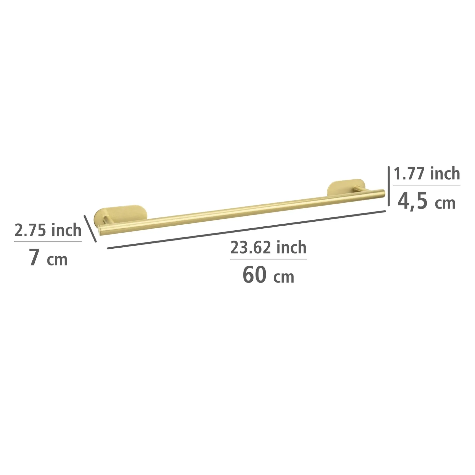 WENKO OREA Handtuchhalter 60 cm, Gold matt, Edelstahl, Befestigen ohne Bohren