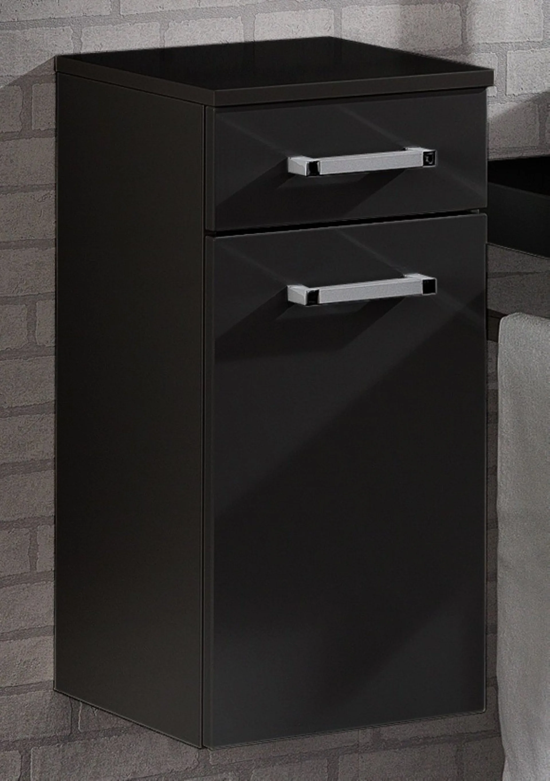 LANZET Unterschrank 30 cm breit, Anthrazit, Türanschlag rechts, mit Schublade