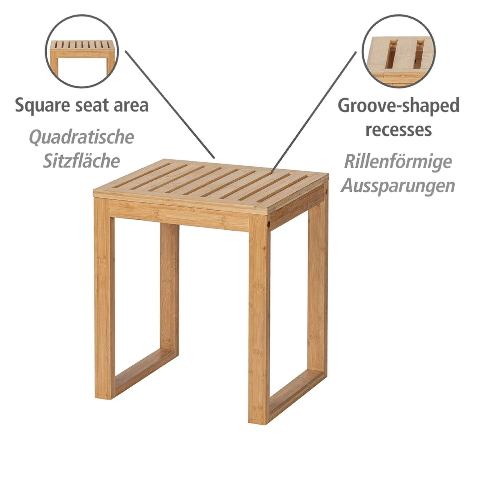 WENKO BAMBOO Badhocker, Braun, aus Bambus