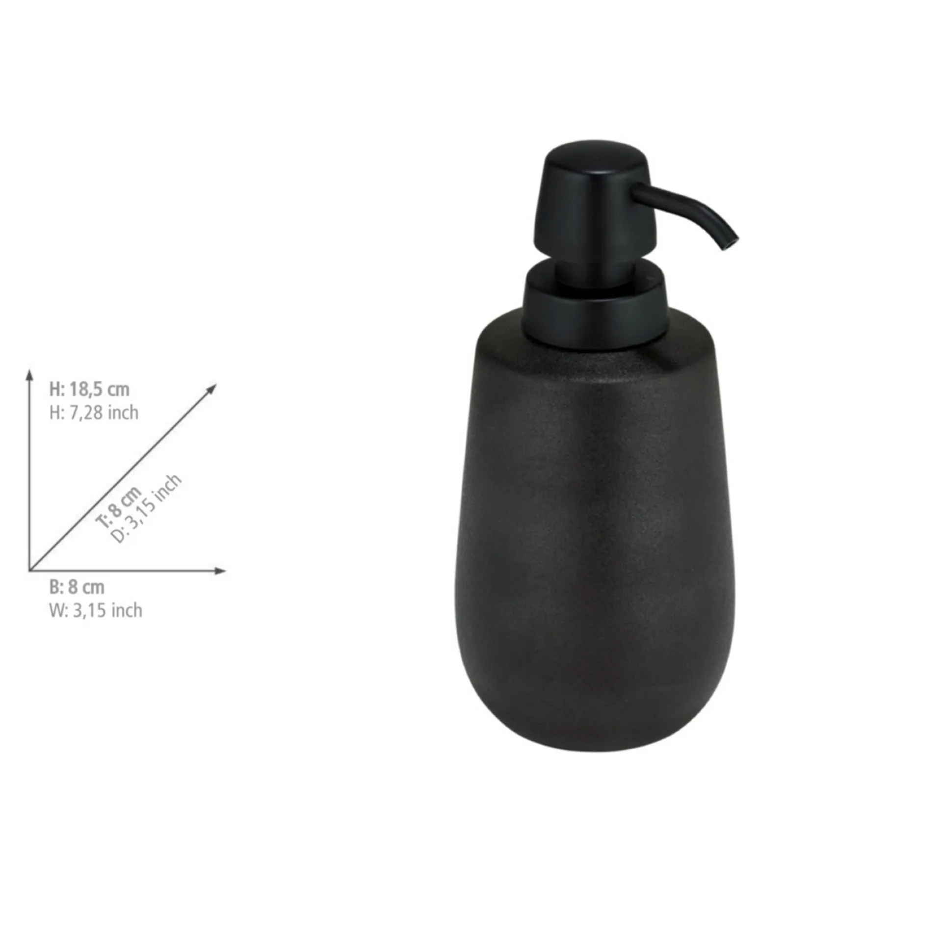 WENKO NERNO Accessoire Set, Schwarz, Zahnputzbecher, Seifenspender, Keramik