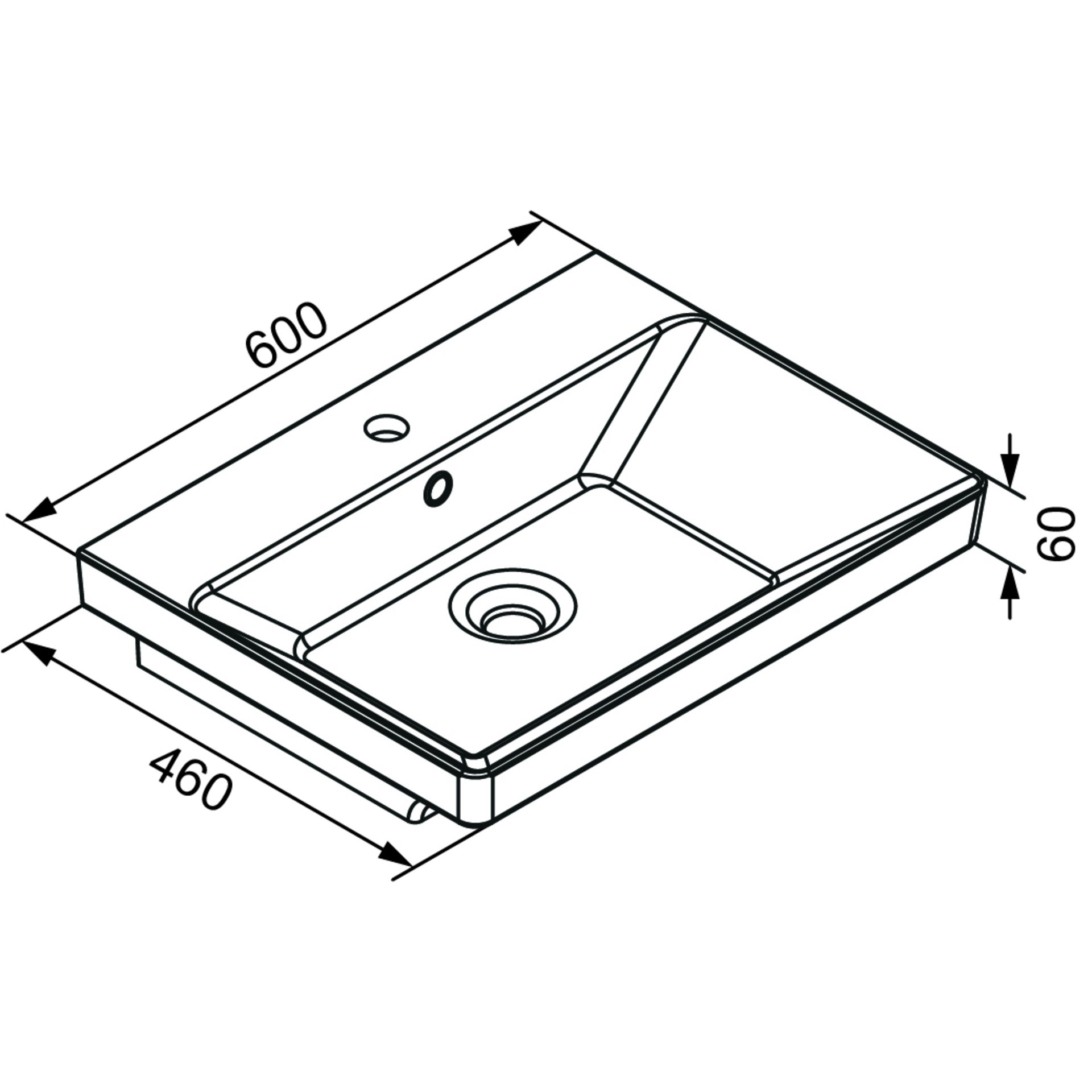 LANZET K8 Waschbecken mit Unterschrank, 60 cm breit, Braun hell, Waschbecken Keramik Weiß