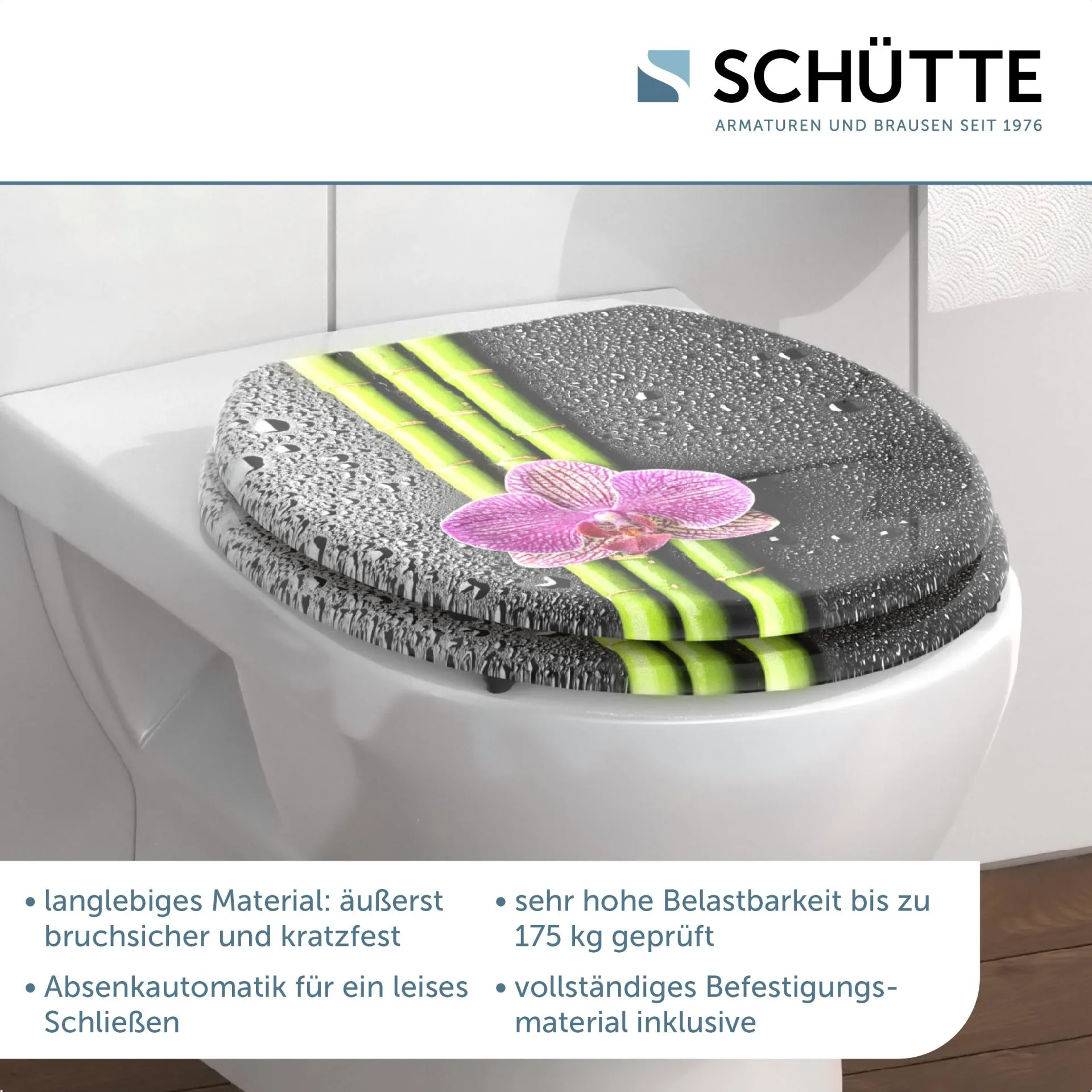 SCHÜTTE ASIA WC-Sitz, Grau, MDF, mit Absenkautomatik