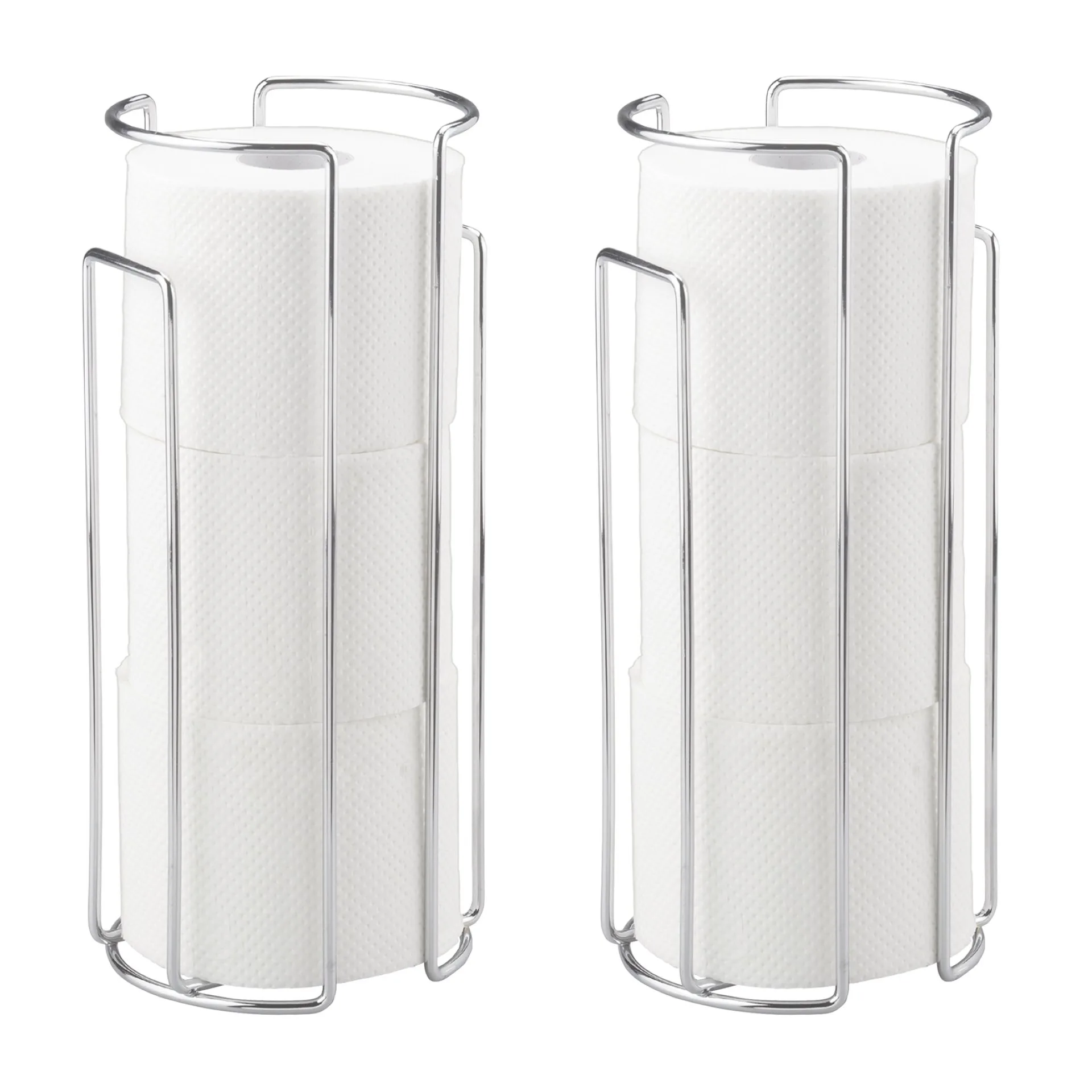 WENKO Toilettenpapier-Ersatzrollenhalter Chrom, 2er Set, für 3 Rollen