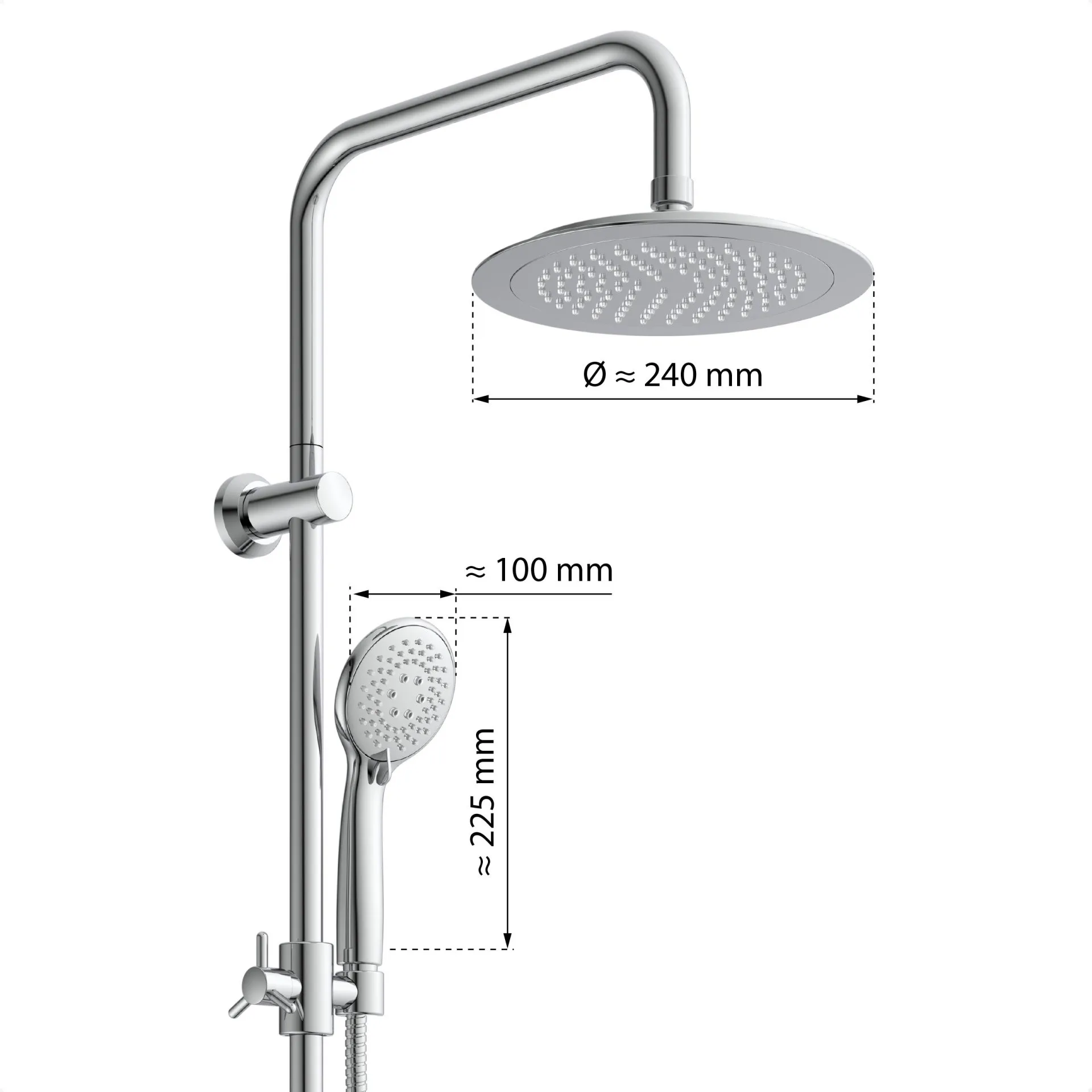 EISL Überkopf-Brauseset, Chrom, zum Kleben