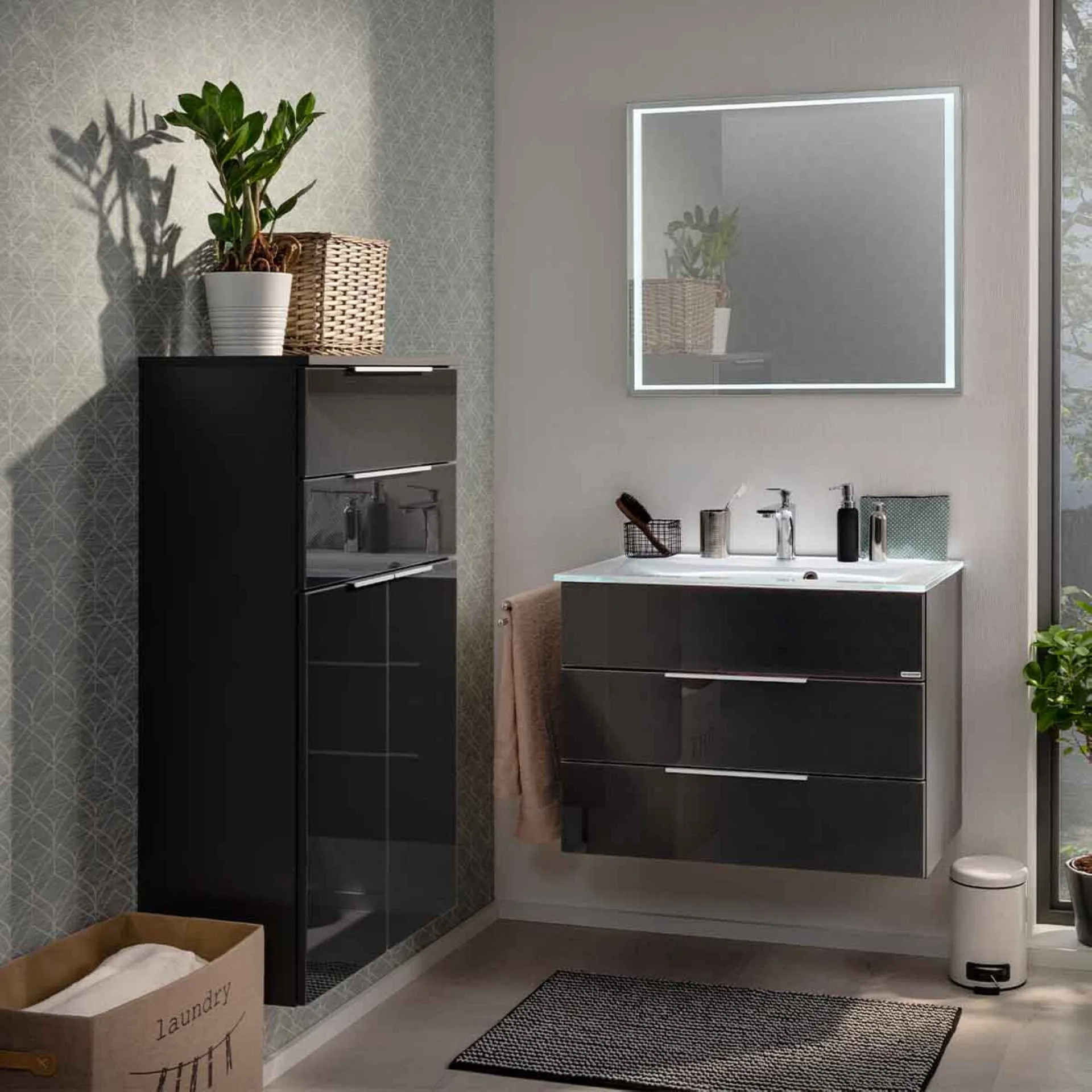 FACKELMANN Waschbecken 80 cm breit, Weiß, Glas