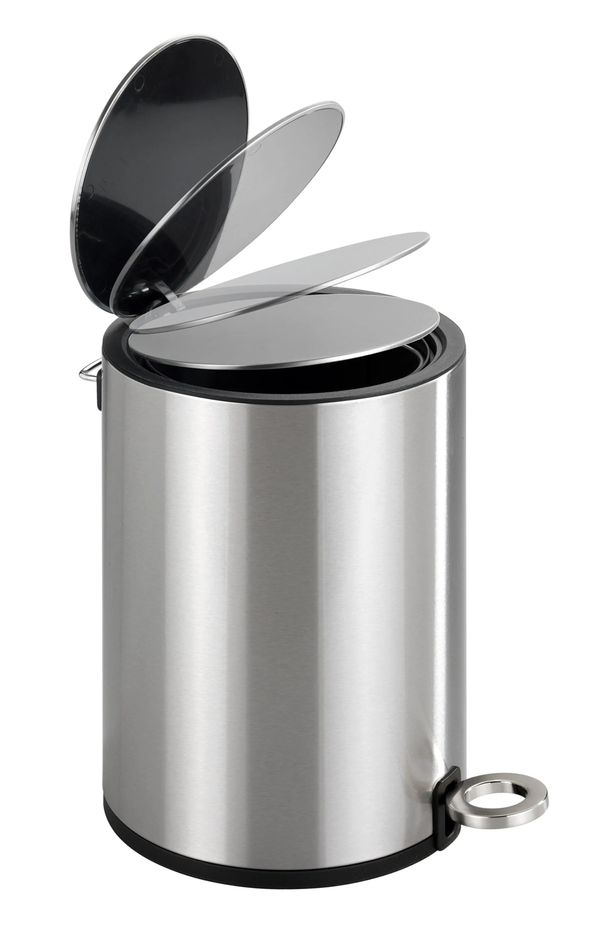WENKO MONZA Kosmetikeimer 3 Liter, Silber glänzend, Easy Close, Edelstahl