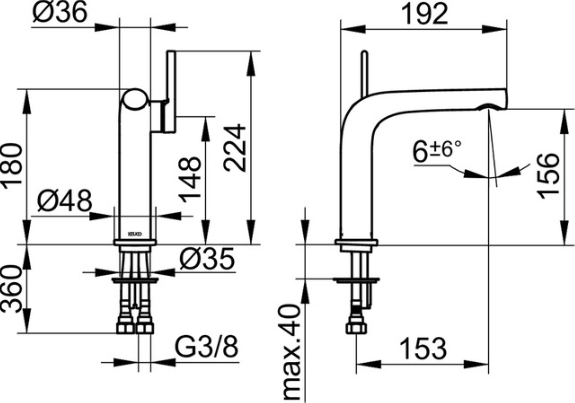 Keuco EDITION 400 Waschtischarmatur ohne Ablaufgarnitur, verchromt