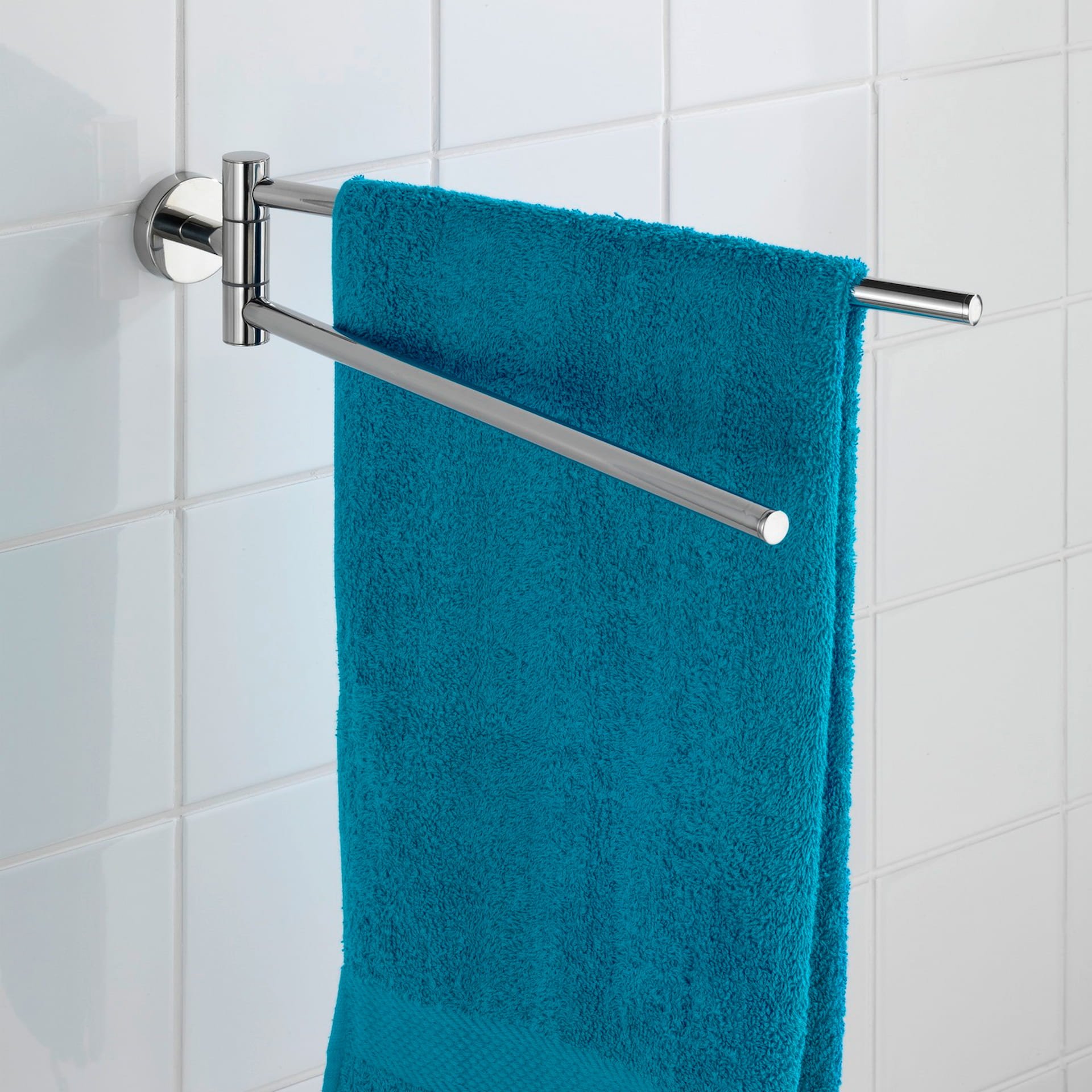 WENKO BOSIO Handtuchhalter, Chrom glänzend, mit 2 Armen, Edelstahl rostfrei