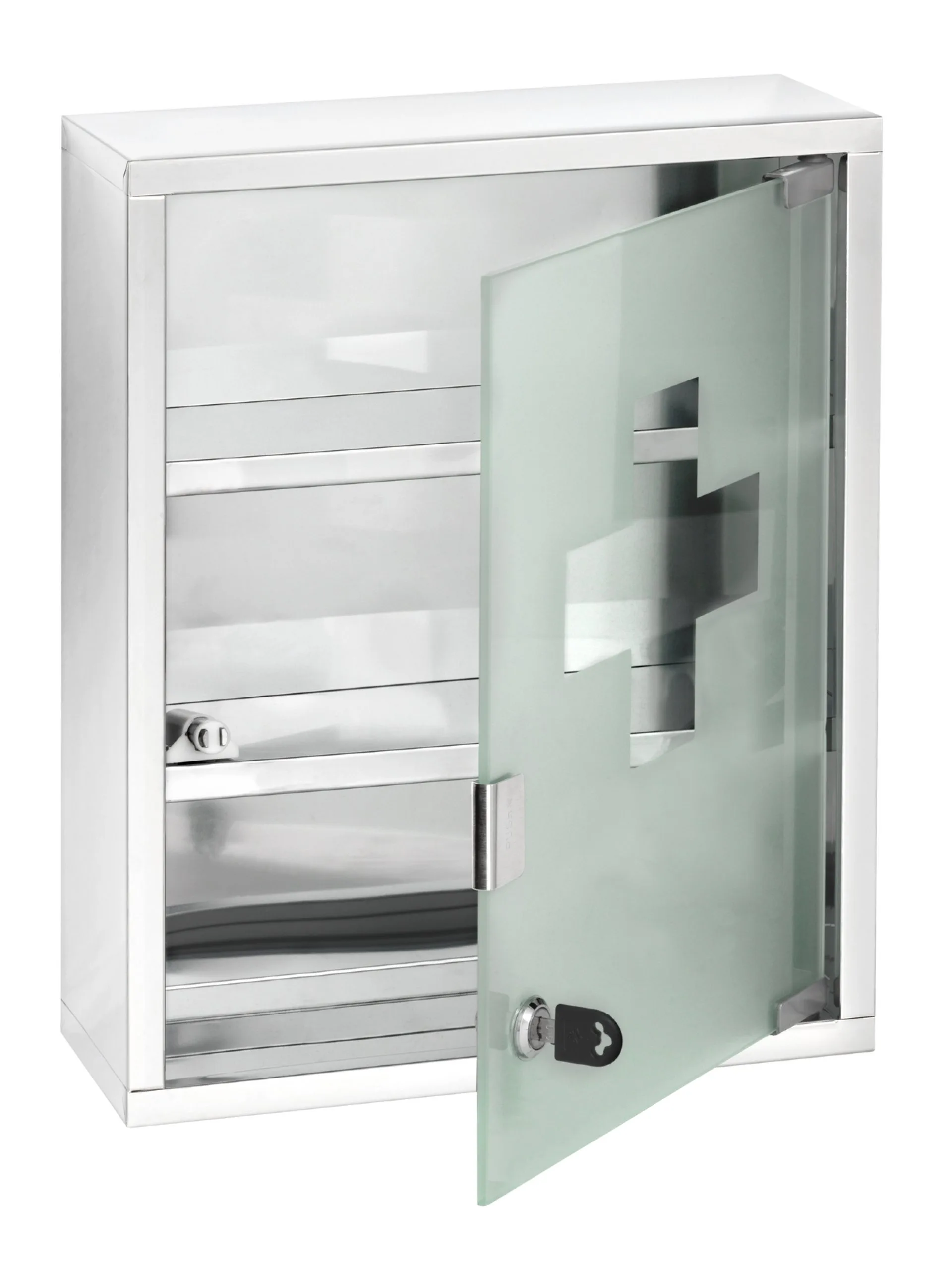 WENKO Medikamentenschrank 30 cm breit, Silber, 3 Fächer