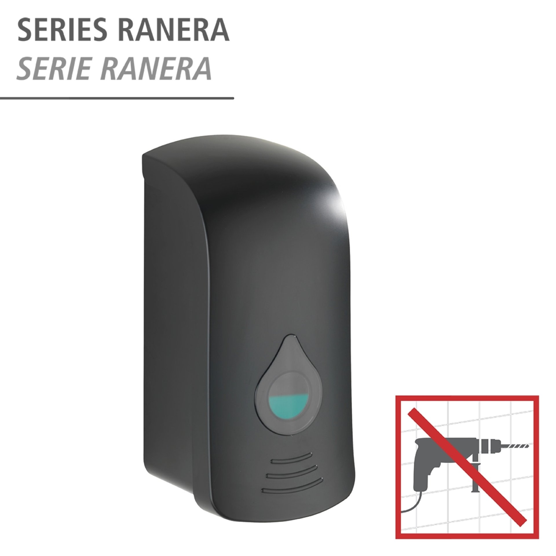WENKO RANERA Seifenspender 740 ml, Schwarz, Desinfektionsmittelspender
