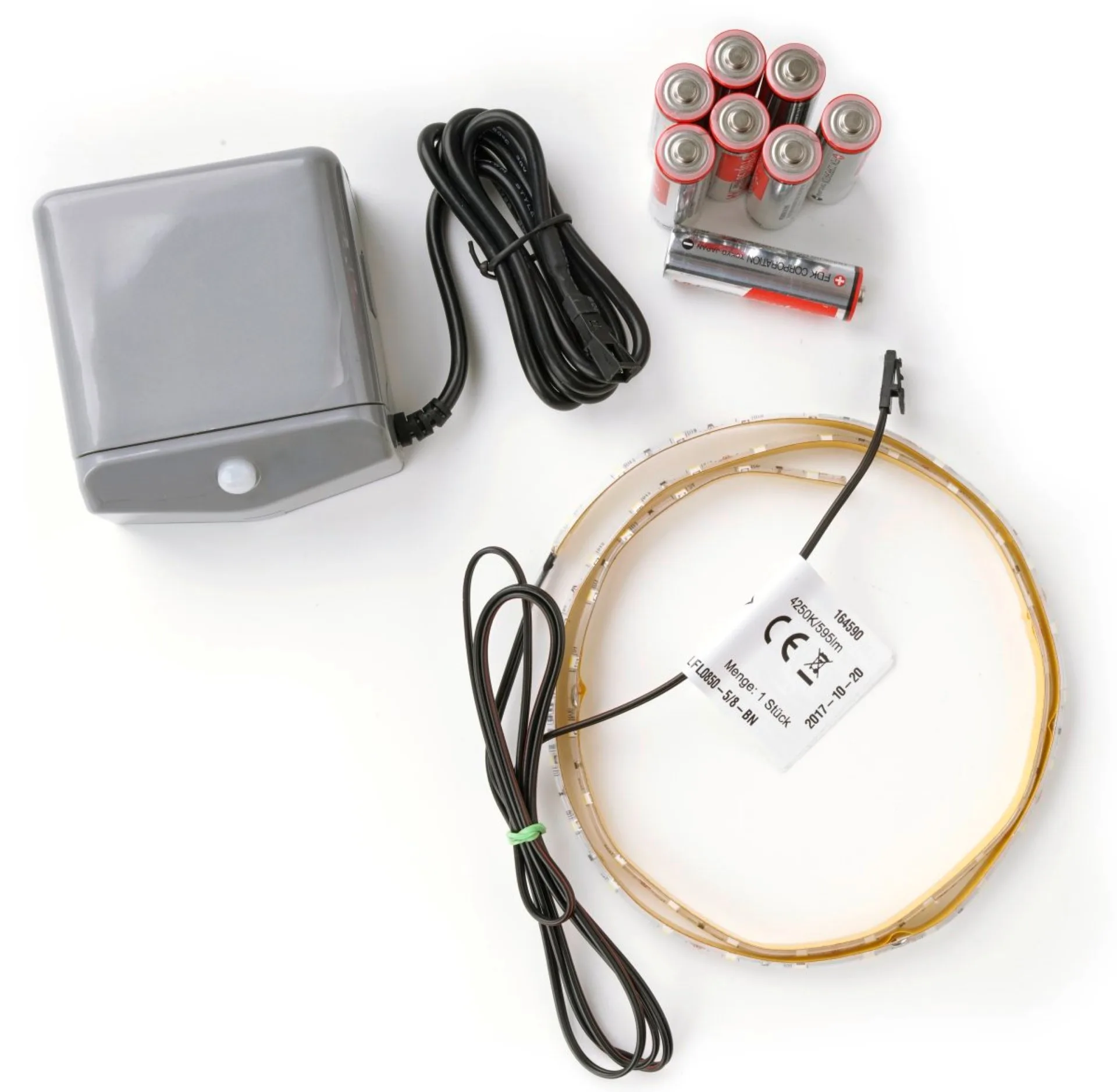 FACKELMANN MILANO Gäste WC Waschtisch Set 55 cm breit, Weiß, Waschbecken Keramik Weiß + Waschbeckenbeleuchtung