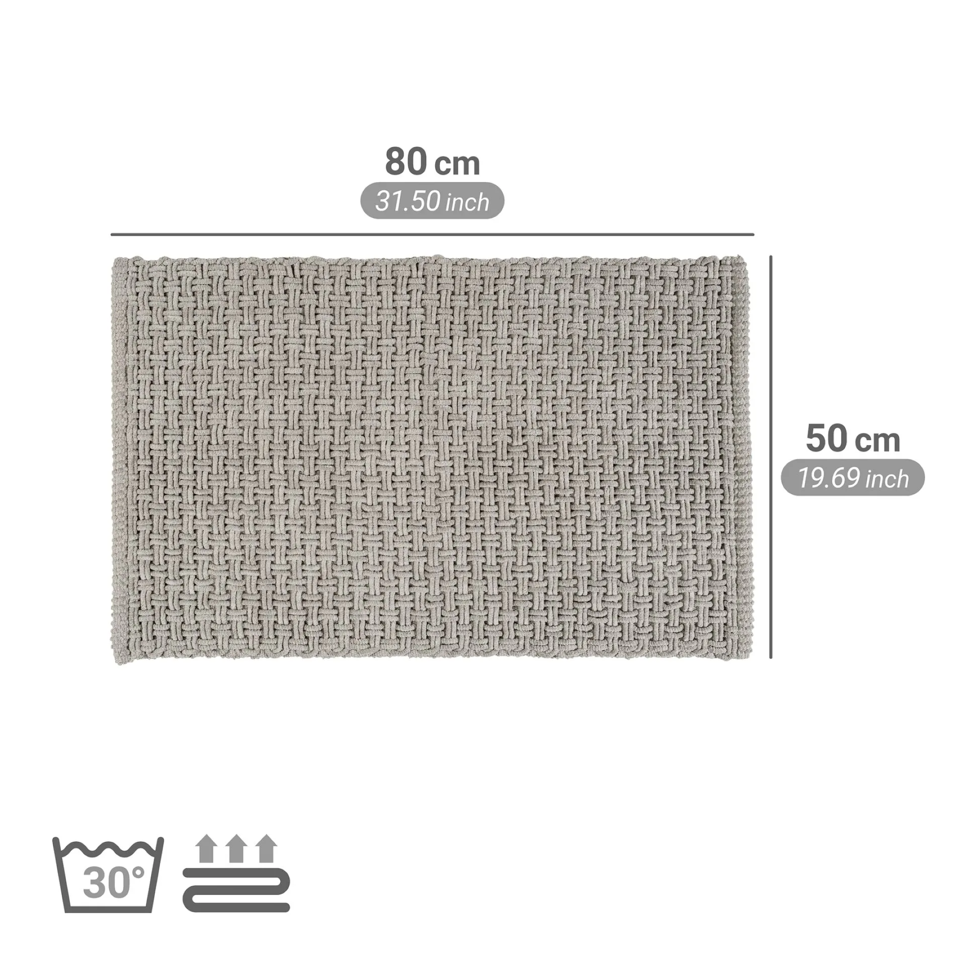 WENKO ECOLI Badteppich 50 x 80 cm, Grau