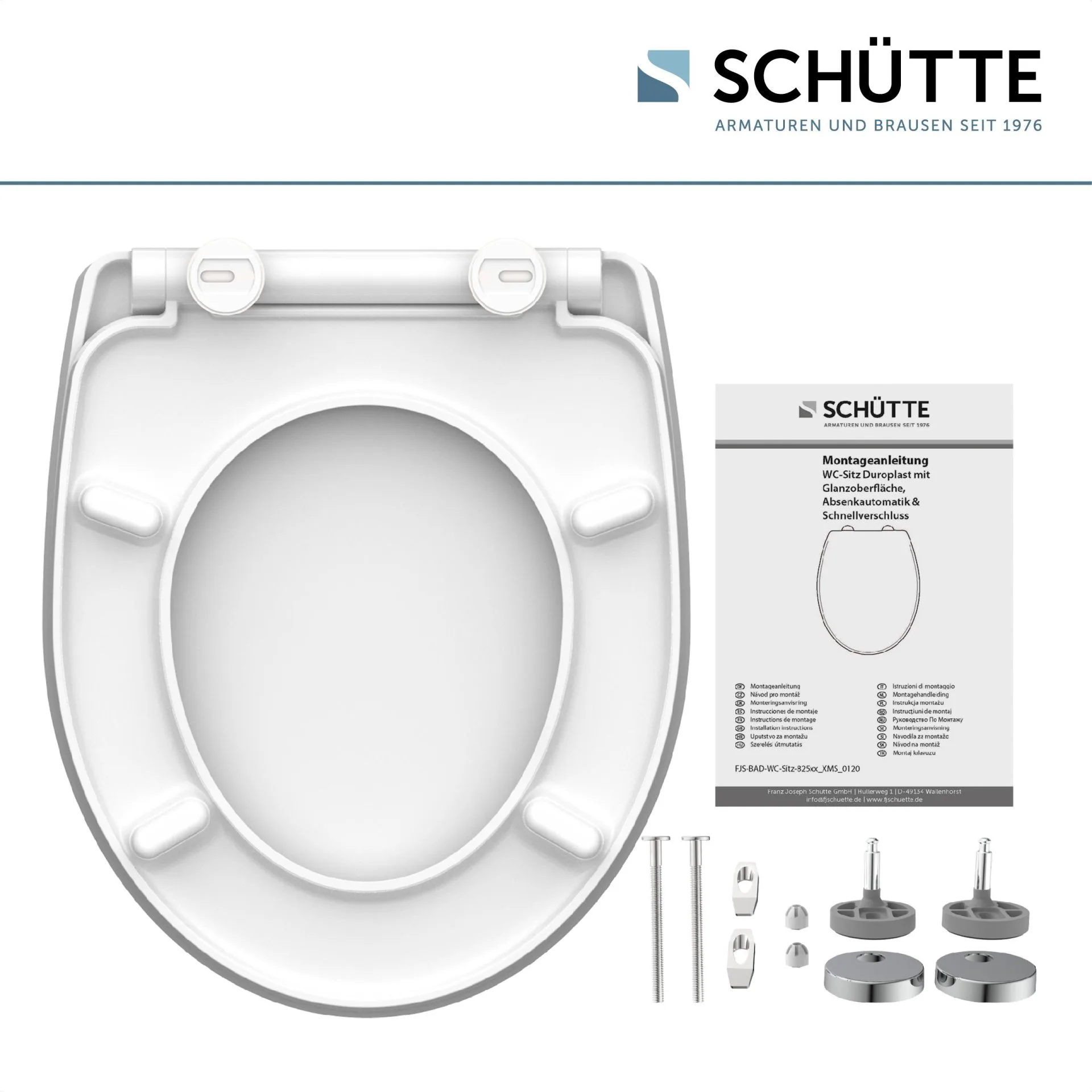 SCHÜTTE WHITE WAVE WC-Sitz, Kunststoff, mit Absenkautomatik und Schnellverschluss