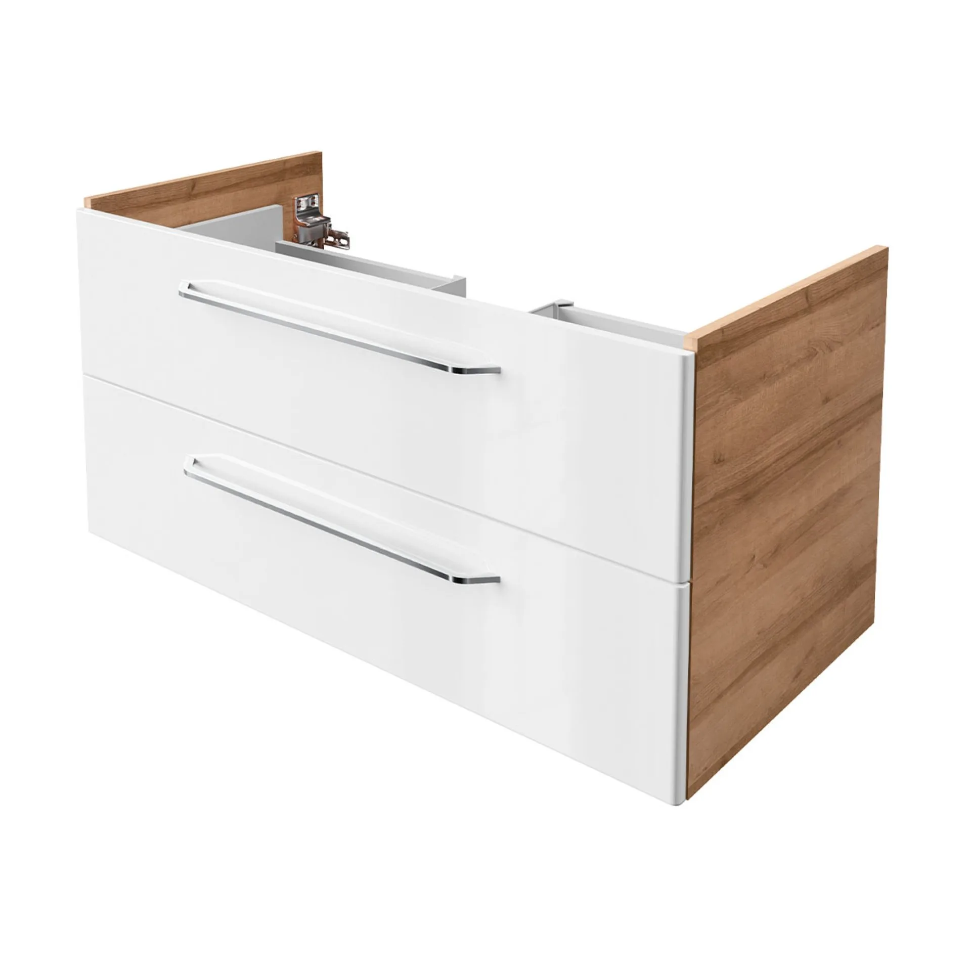 FACKELMANN MILANO Waschbeckenunterschrank 100 cm breit, Weiß/Braun hell