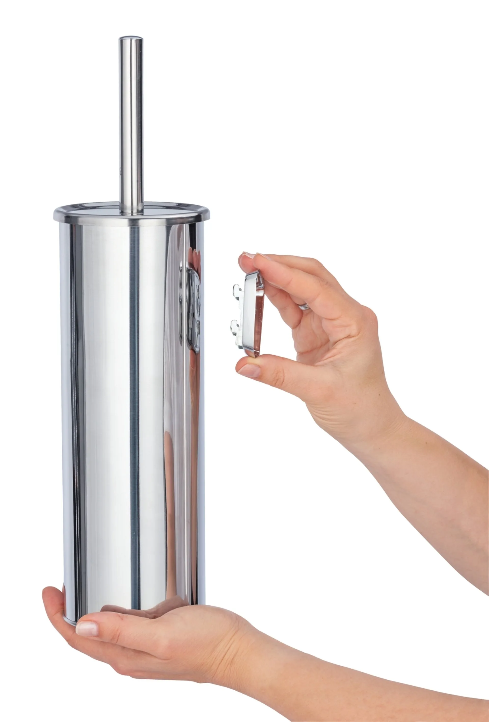 WENKO BASIC WC-Garnitur, Silber glänzend, Edelstahl rostfrei