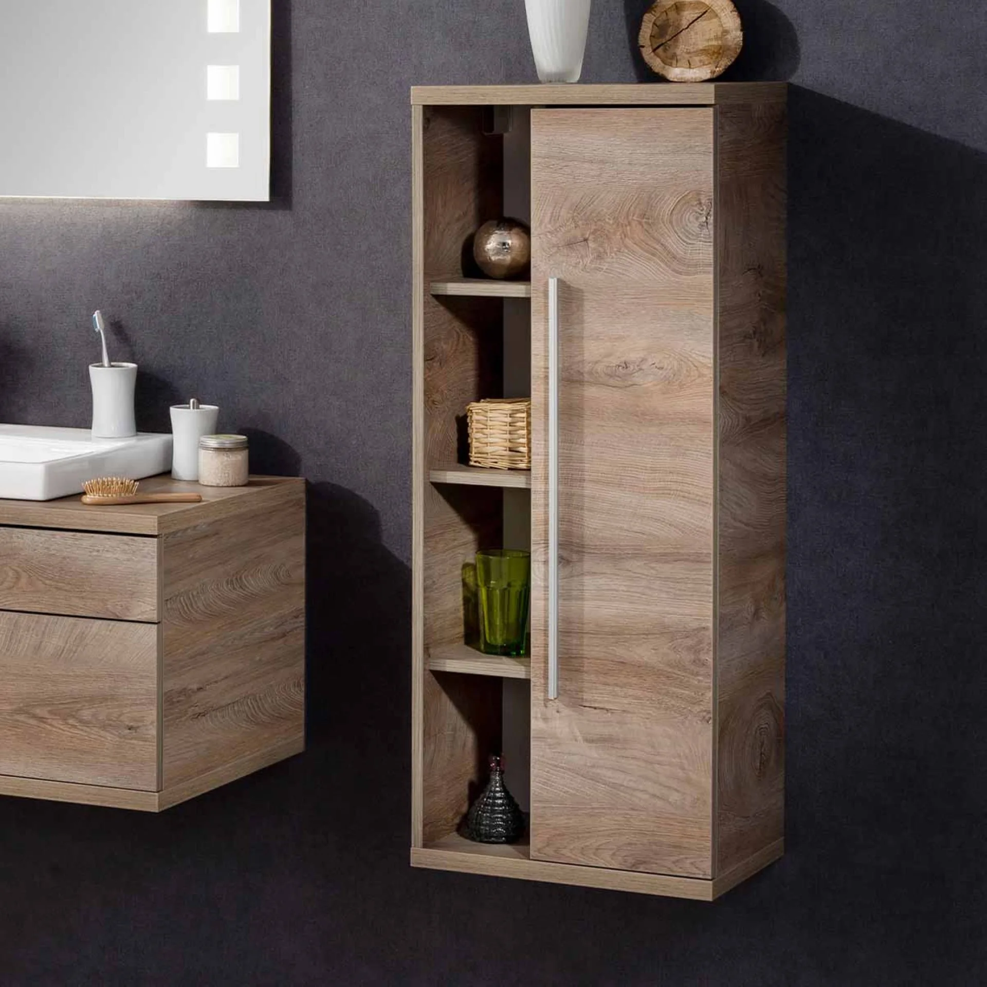 FACKELMANN STANFORD Midischrank 42 cm breit, Braun hell, Türanschlag rechts
