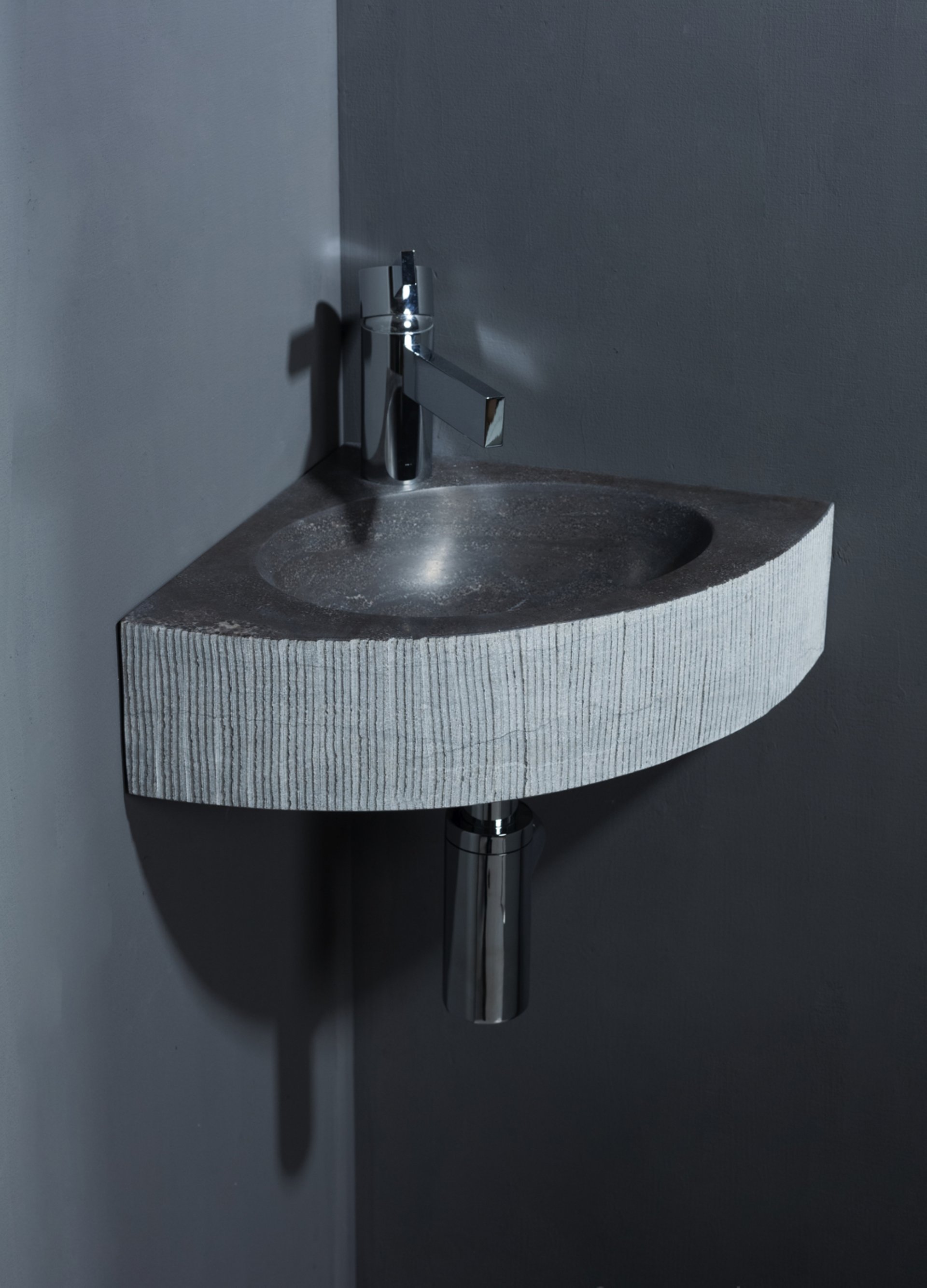 Waschbecken Naturstein TURINO (30cm) Bluestone, mit Hahnloch, 100023