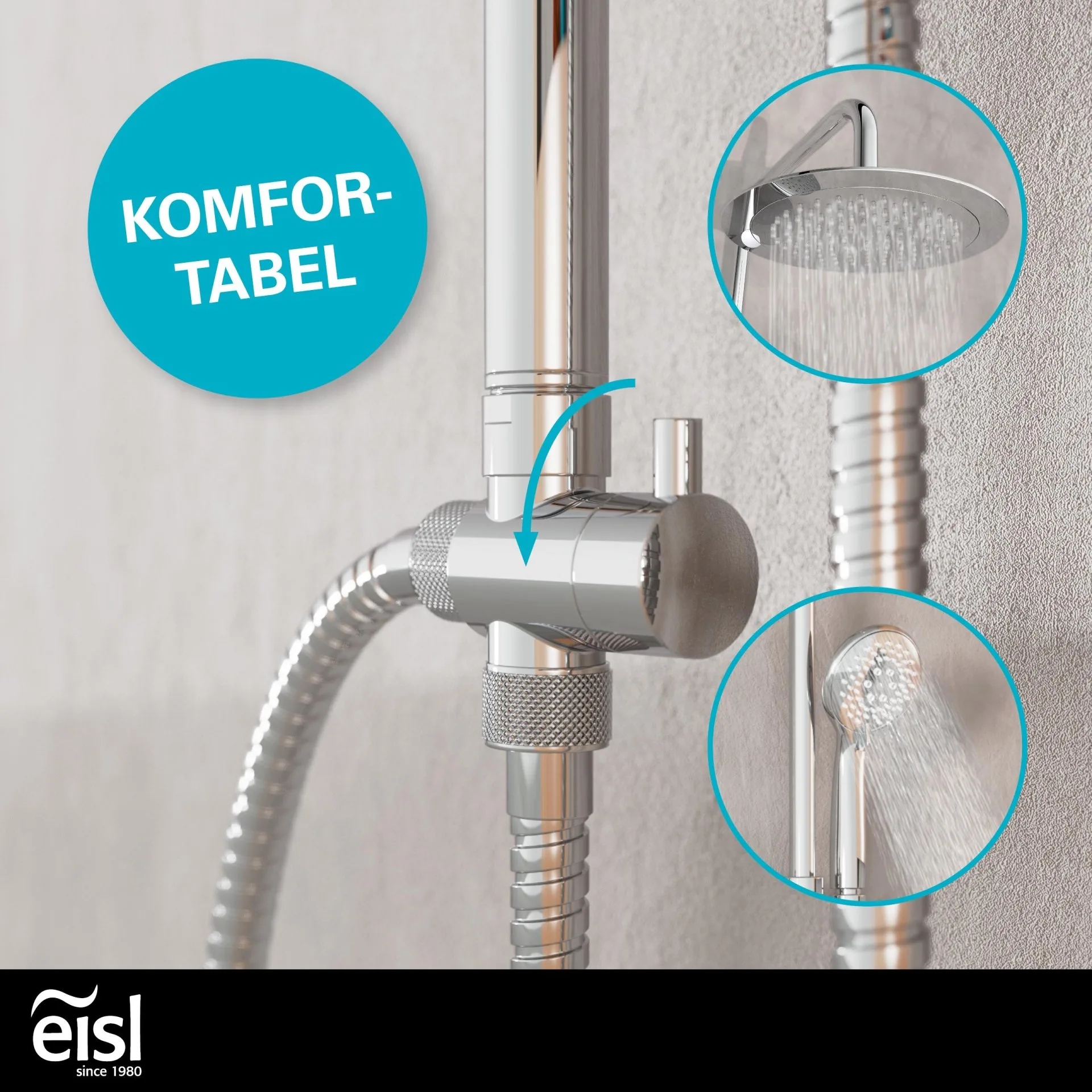 EISL Überkopf-Brauseset, Chrom, zum Kleben