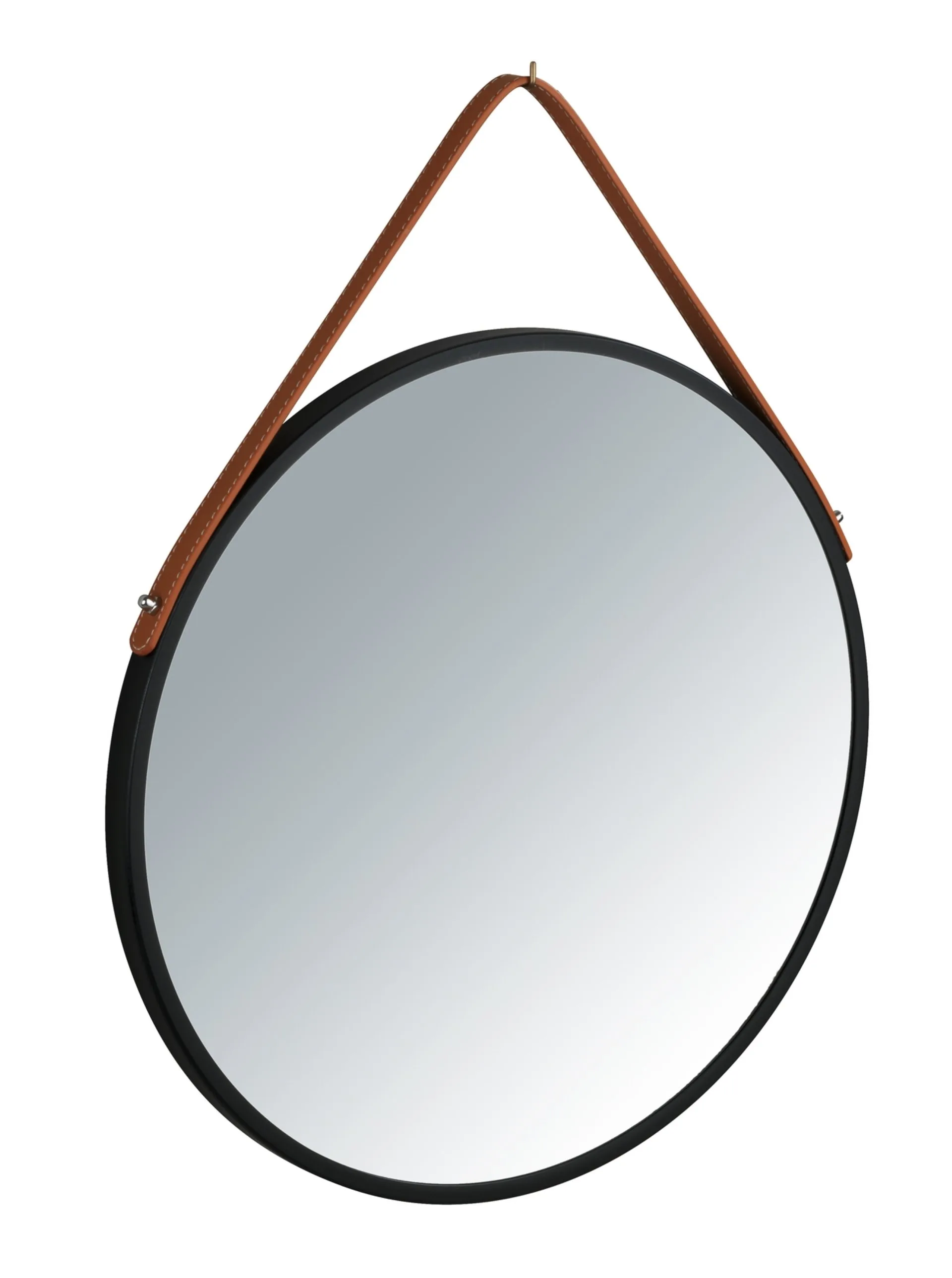WENKO BORRONE Badspiegel Ø 40 cm, Schwarz/Braun