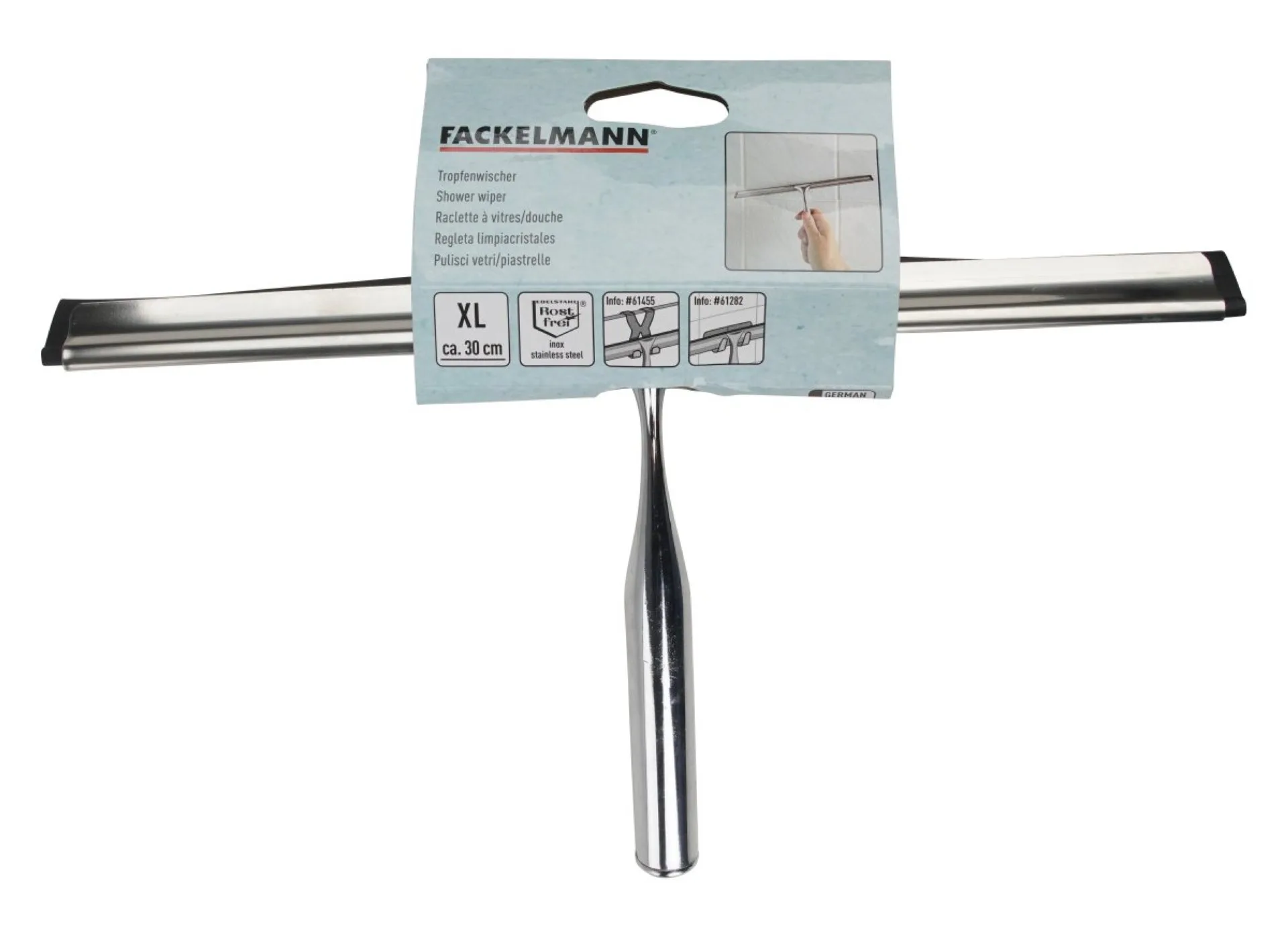 FACKELMANN Duschabzieher 30 cm breit, Chrom glänzend, aus Edelstahl