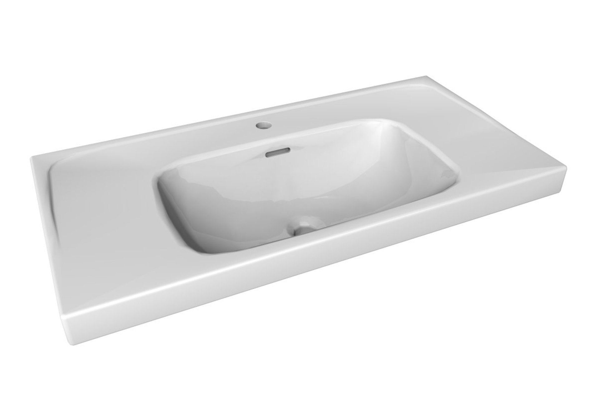 LANZET K1 Waschbecken Keramik 90 cm, Weiß