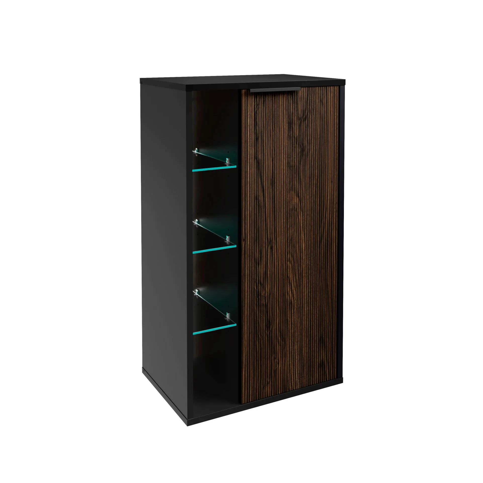 FACKELMANN B.PARIS Midischrank 47 cm breit, Braun Dunkel/Schwarz, Türanschlag rechts