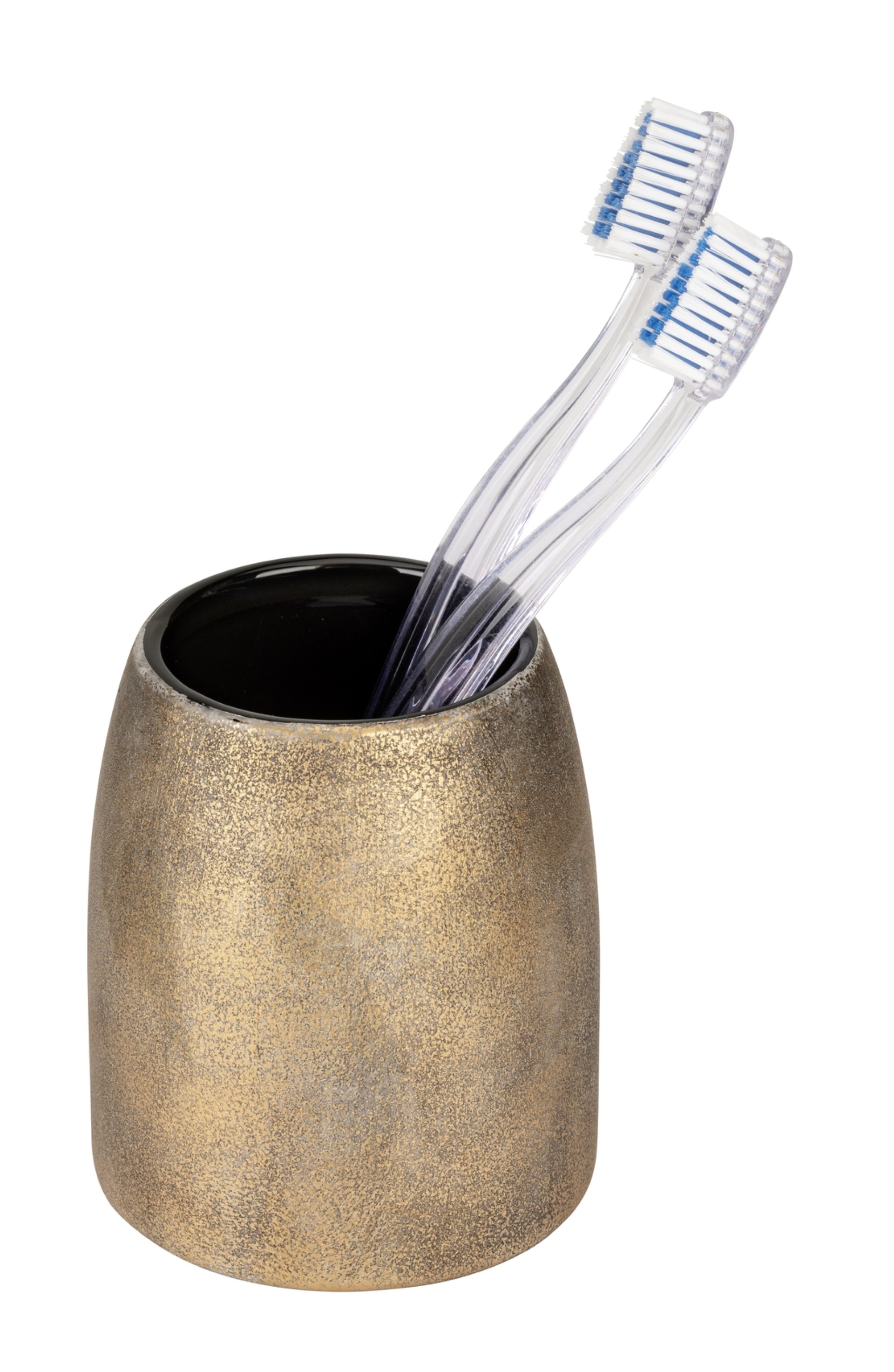 WENKO TREMEA Accessoire Set, Gold, Zahnputzbecher, Seifenspender, Keramik