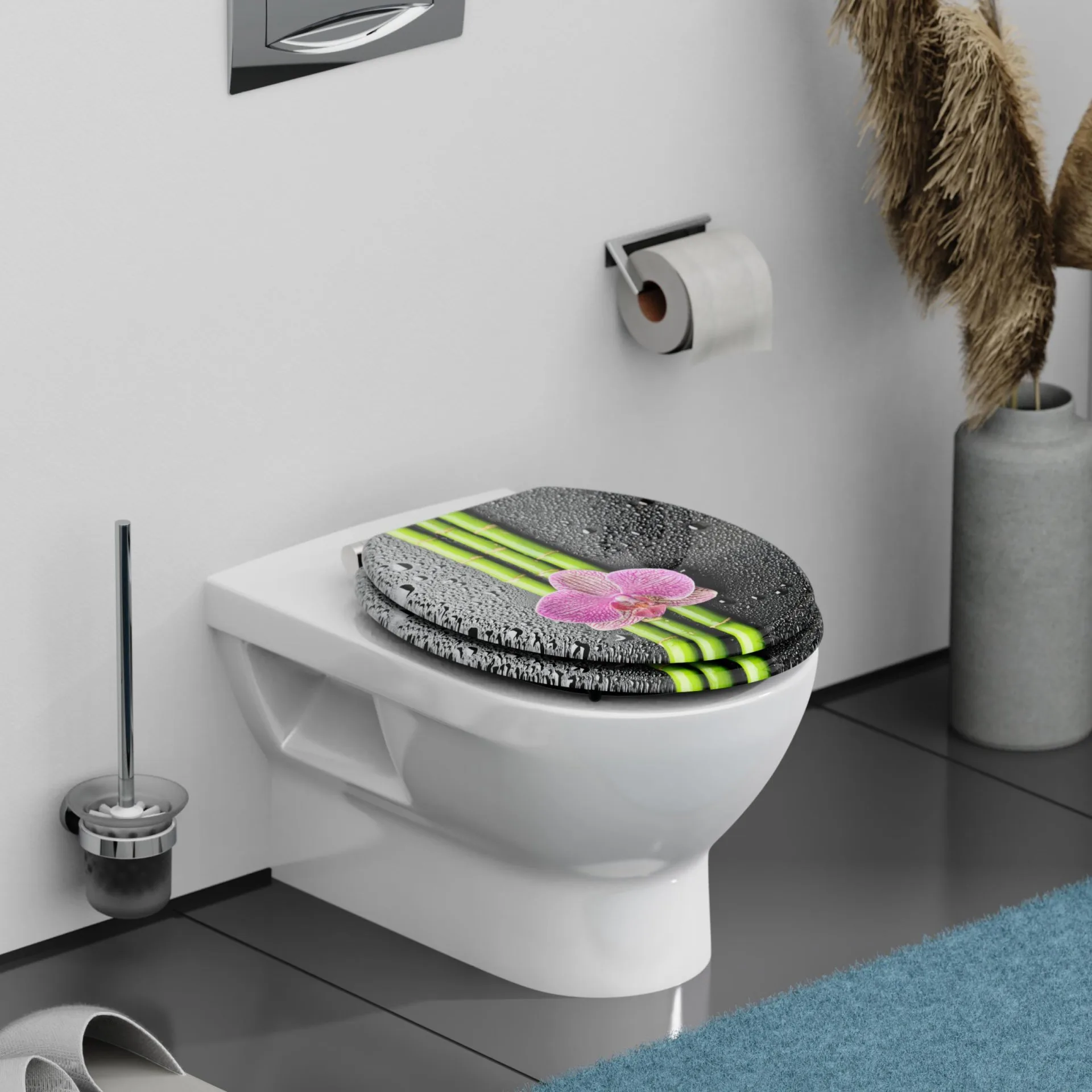 SCHÜTTE ASIA WC-Sitz, Grau, MDF, mit Absenkautomatik