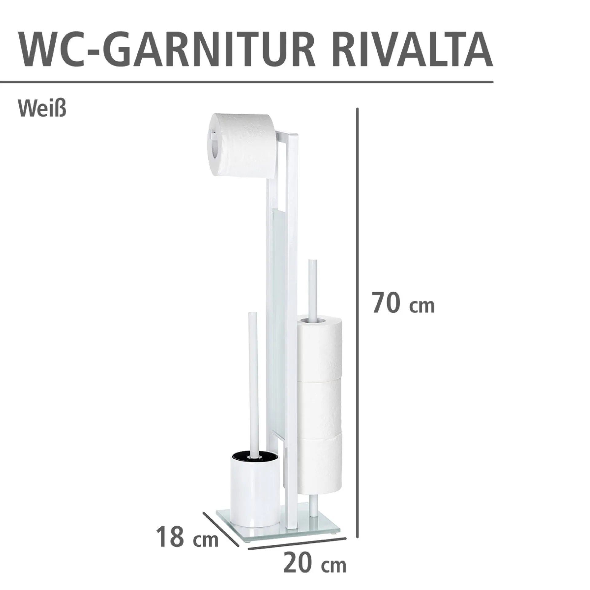 WENKO RIVALTA Toilettenpapierhalter, Weiß, mit WC-Garnitur, stehend