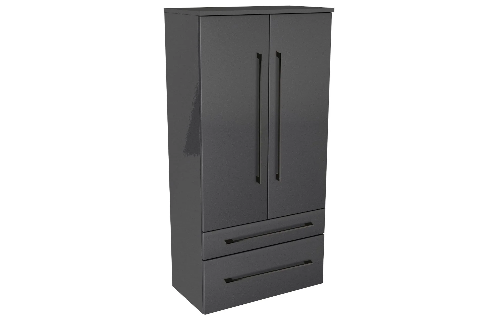 LANZET Doppel Midischrank 60 cm breit, Anthrazit, 2 Schubladen
