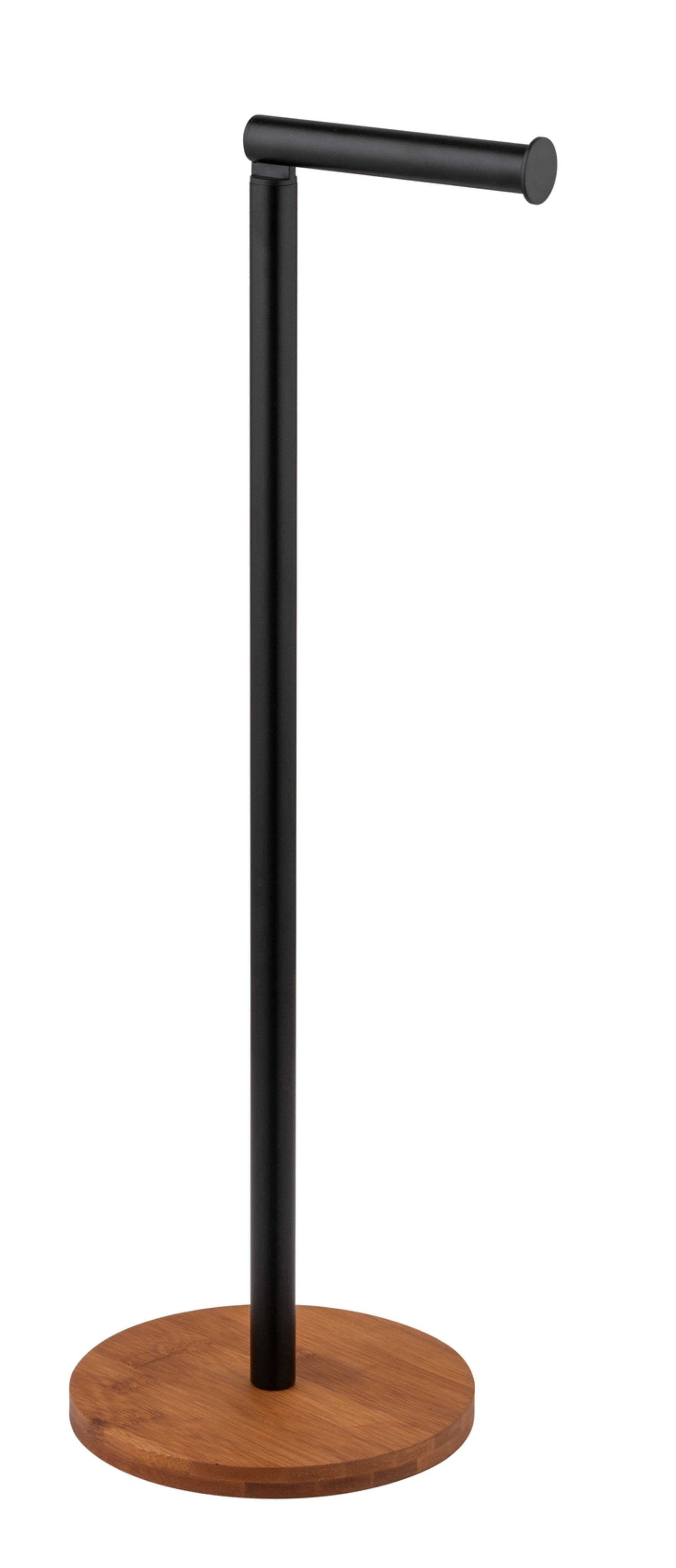 WENKO SERRO WC-Garnitur, Braun/Schwarz, mit Toilettenpapierhalter, aus Bambus, stehend