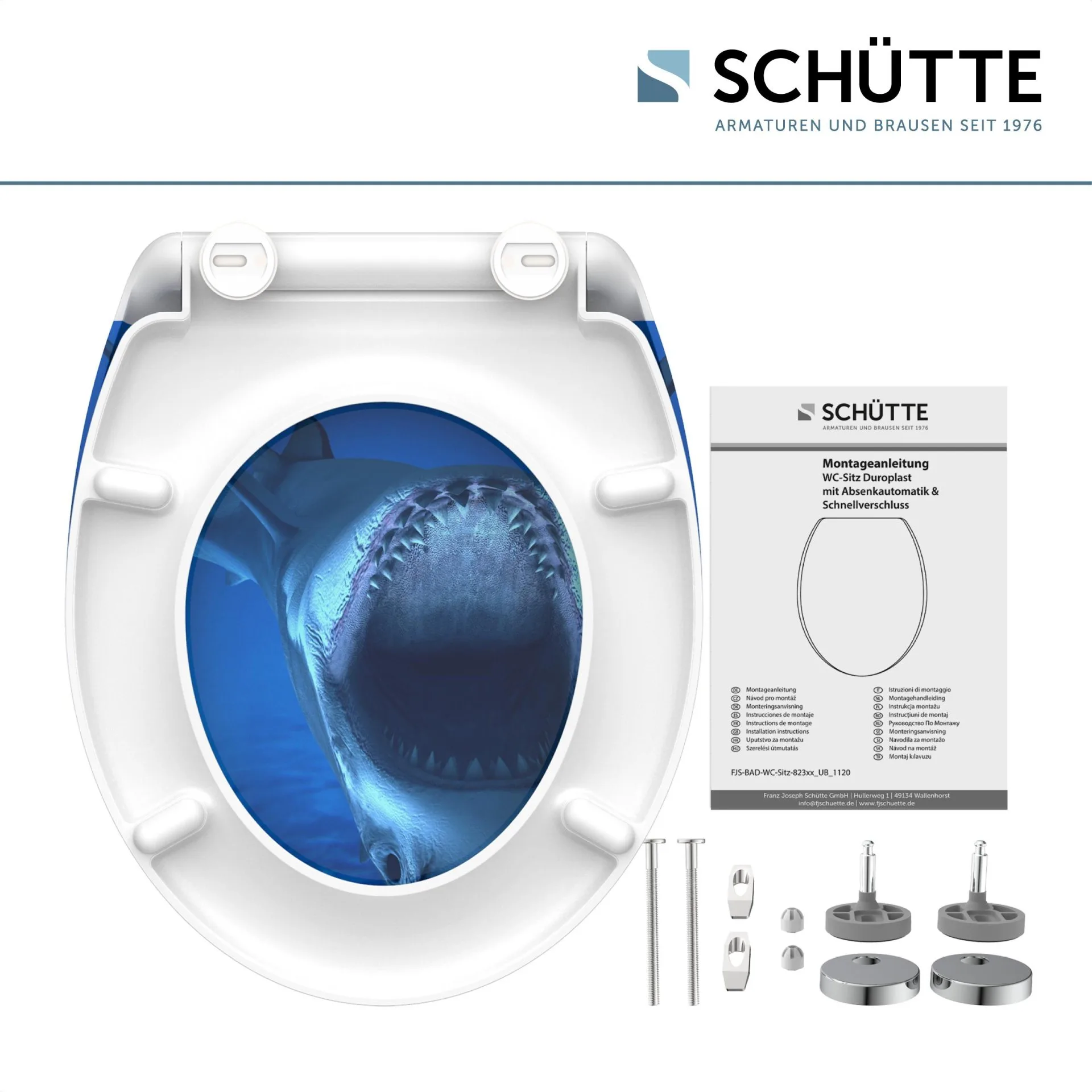 SCHÜTTE SHARK WC-Sitz, Kunststoff, mit Absenkautomatik und Schnellverschluss