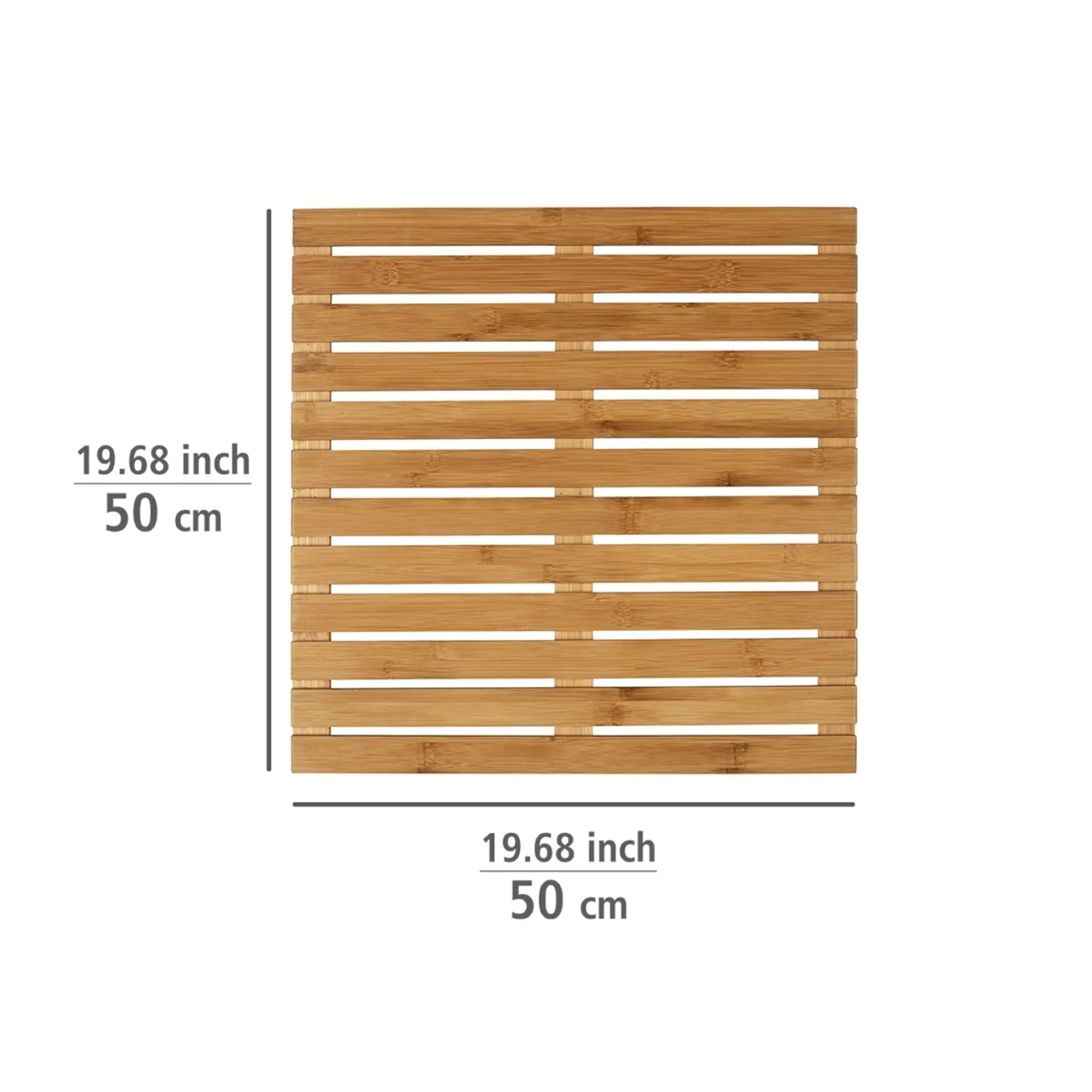 WENKO INDOOR&OUTDOOR Badematte 50 x 50 cm, Braun, aus Bambus