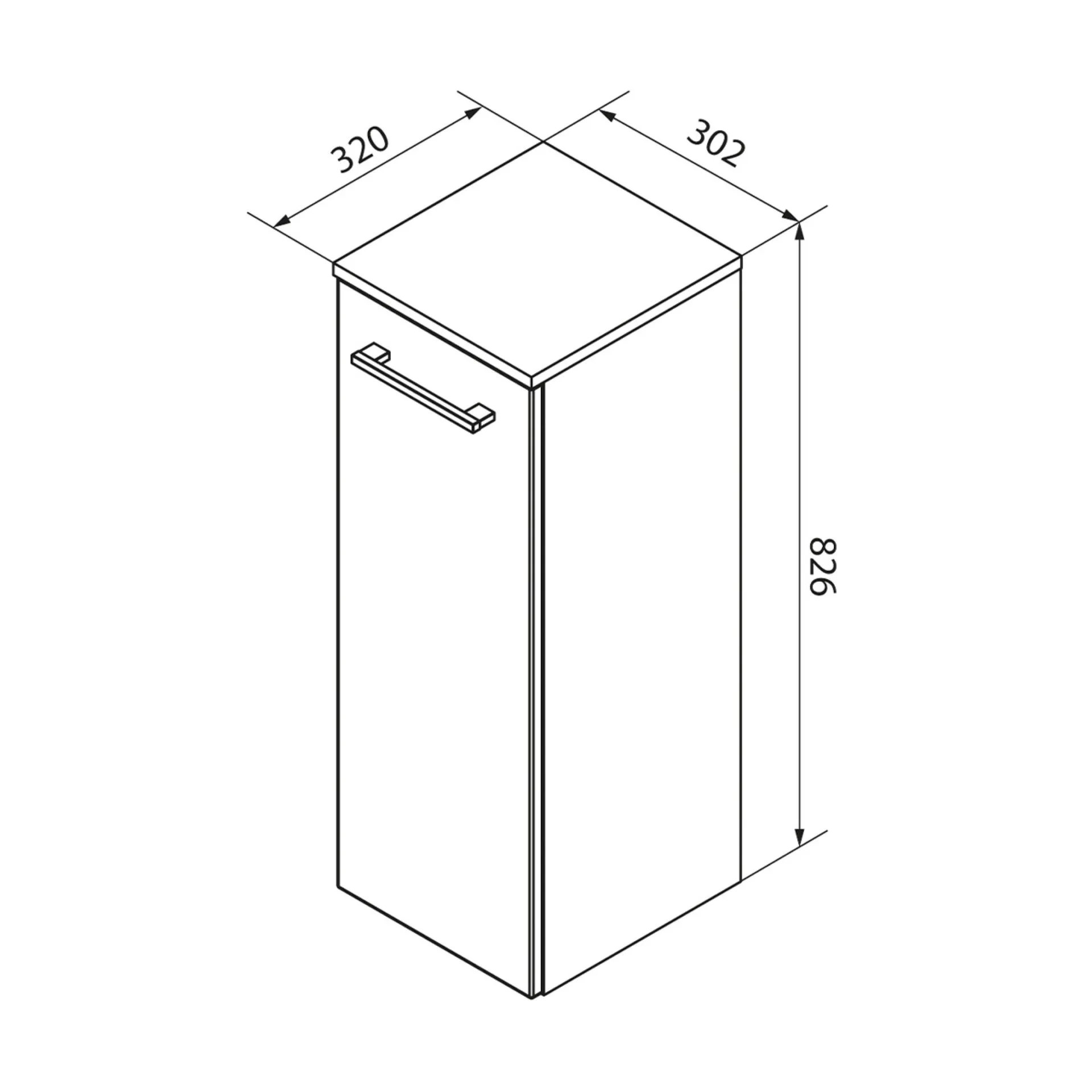 FACKELMANN B.STYLE Midischrank 30 cm breit, Weiß, Türanschlag rechts