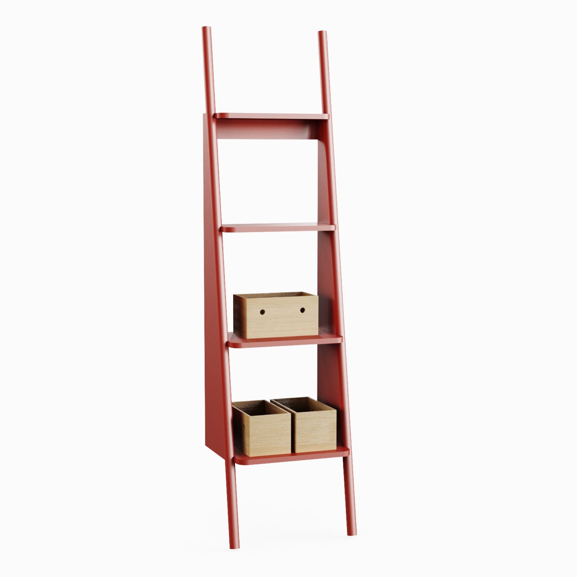 BADEDU TANA Badregal 40 cm breit, Rot matt, 4 Ablagen