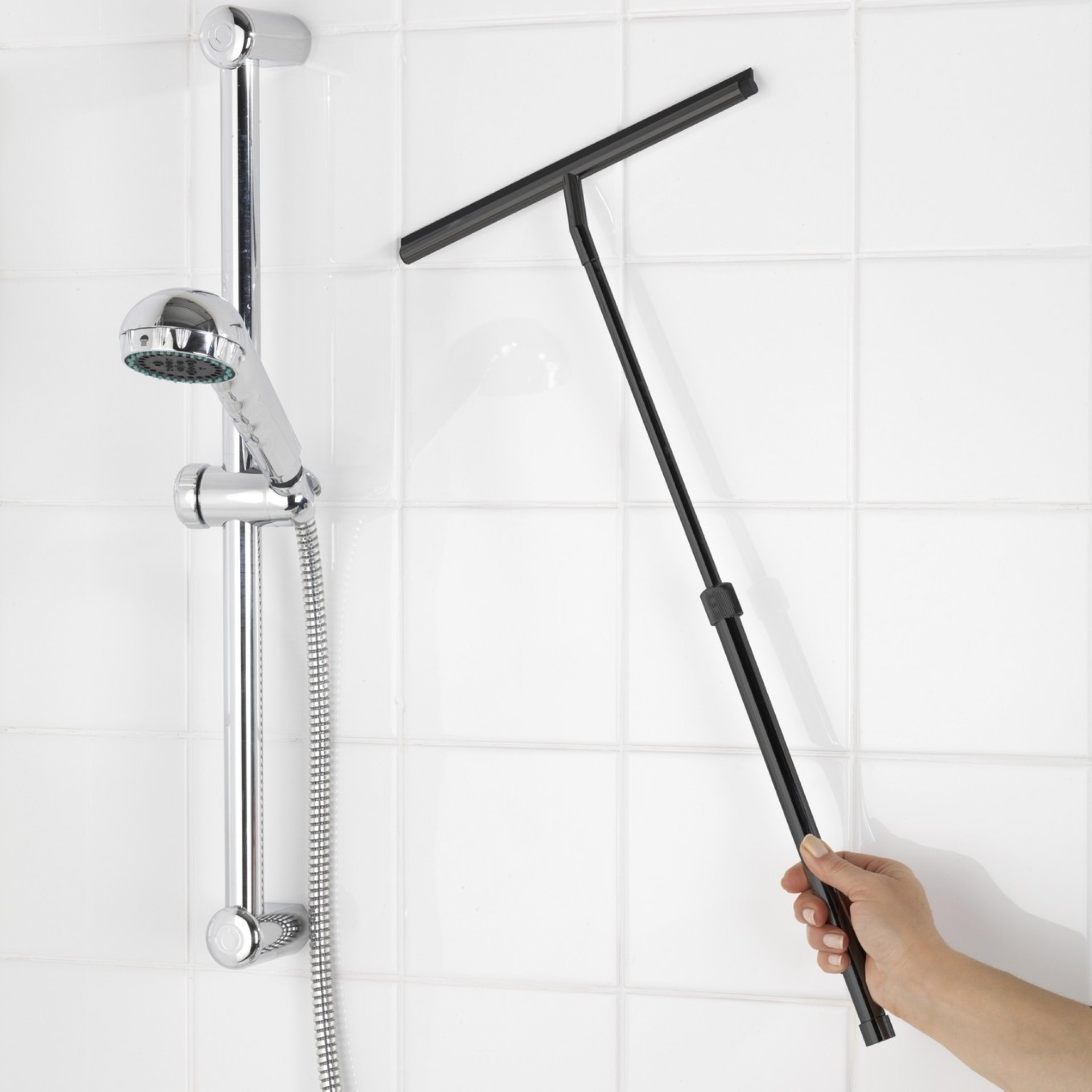 WENKO Teleskop Duschabzieher, Schwarz