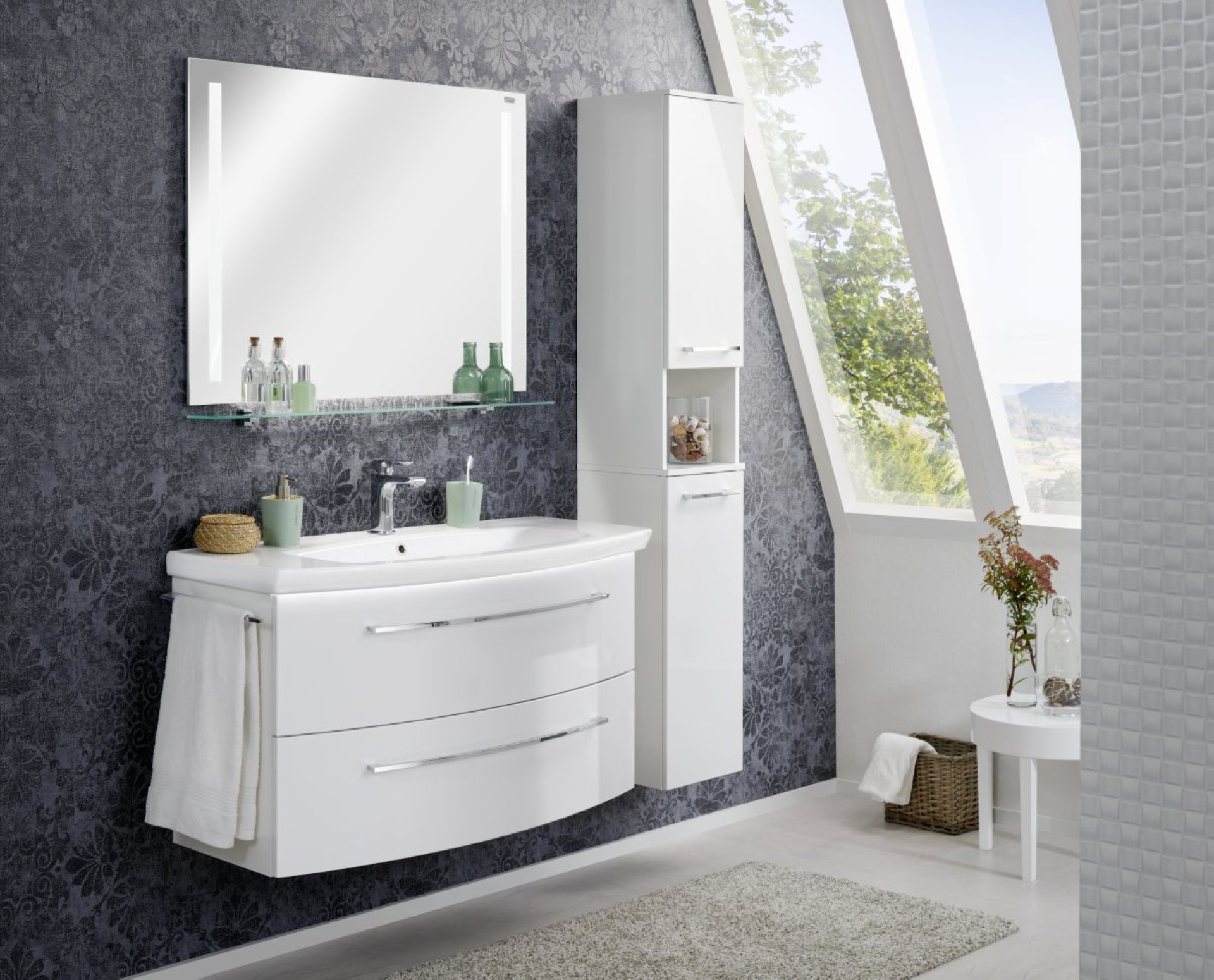 Fackelmann Glasablage 100 cm, 2 Halter für Wandmontage