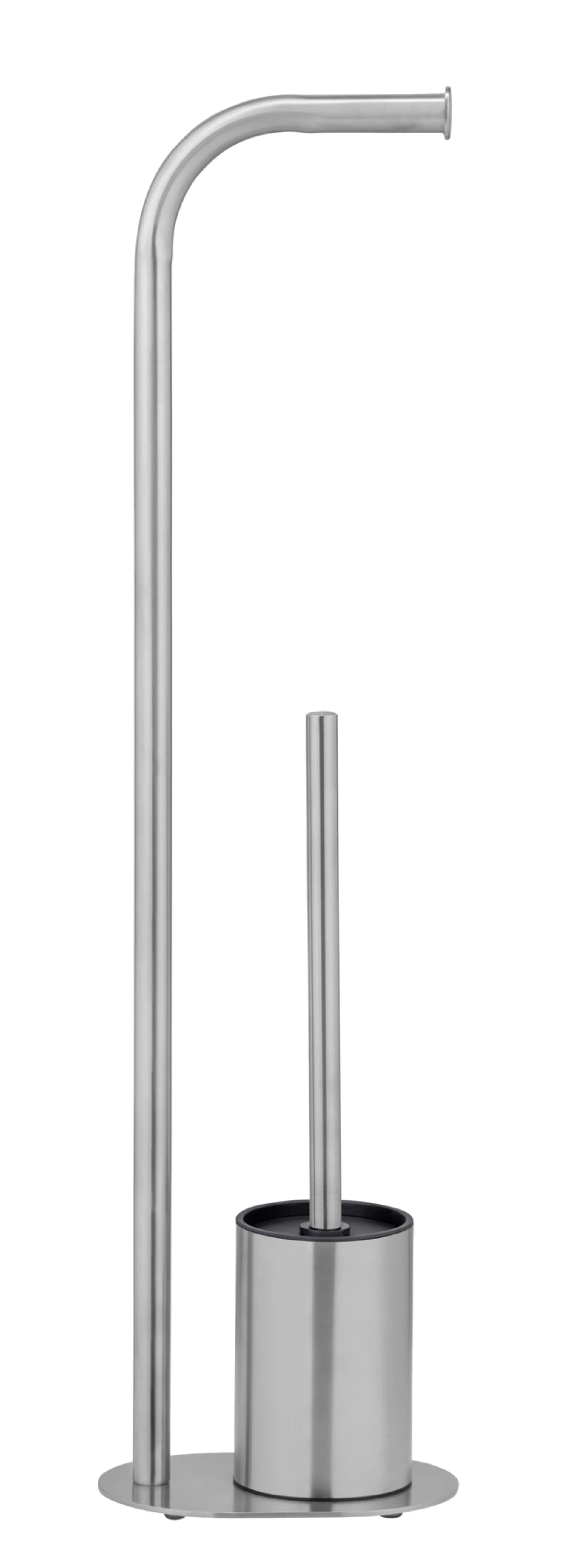 WENKO LEVANTE WC-Garnitur, Silber matt, mit Toilettenpapierhalter, stehend