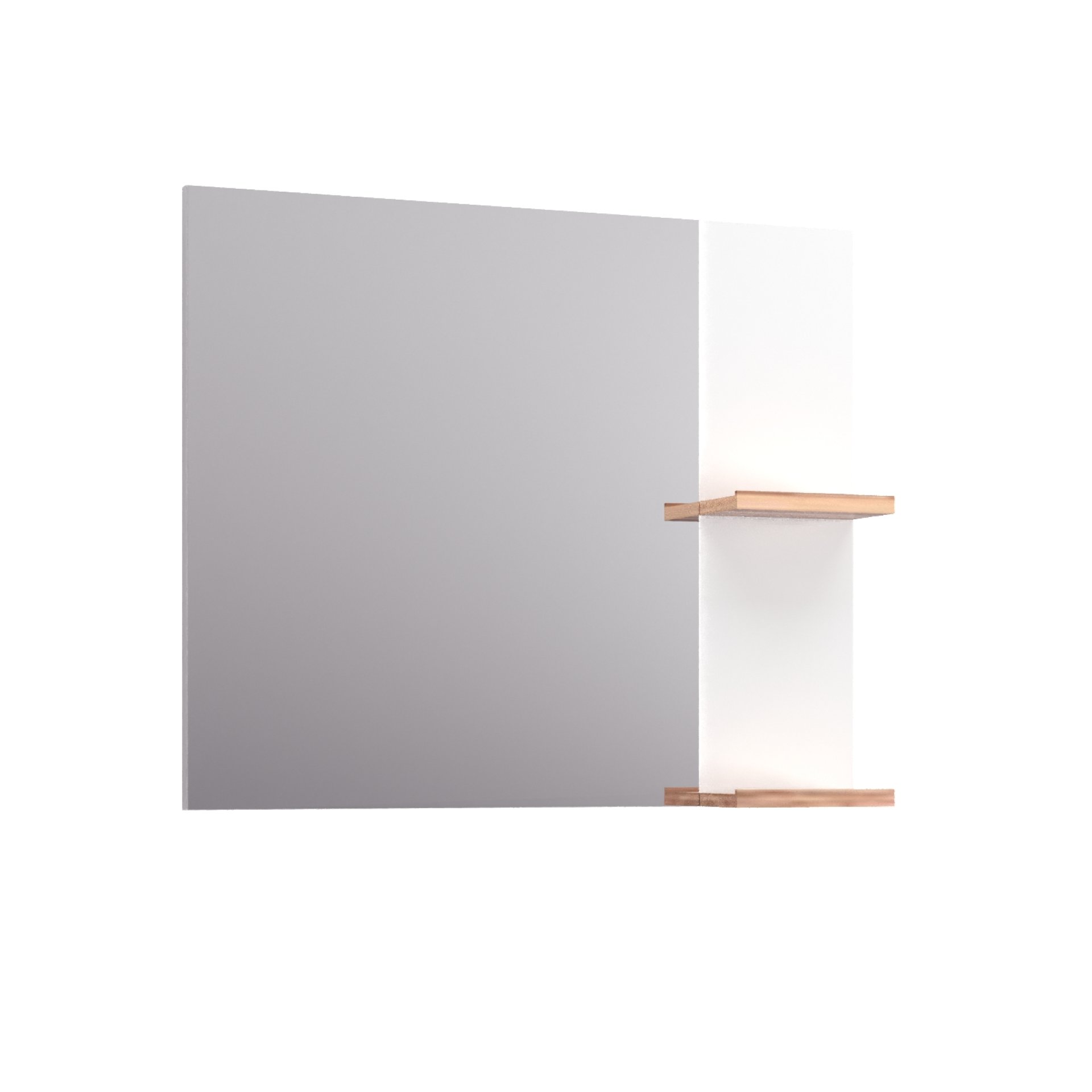 BADEDU HIERA Spiegel 79 cm breit, Weiß, zwei Ablagen