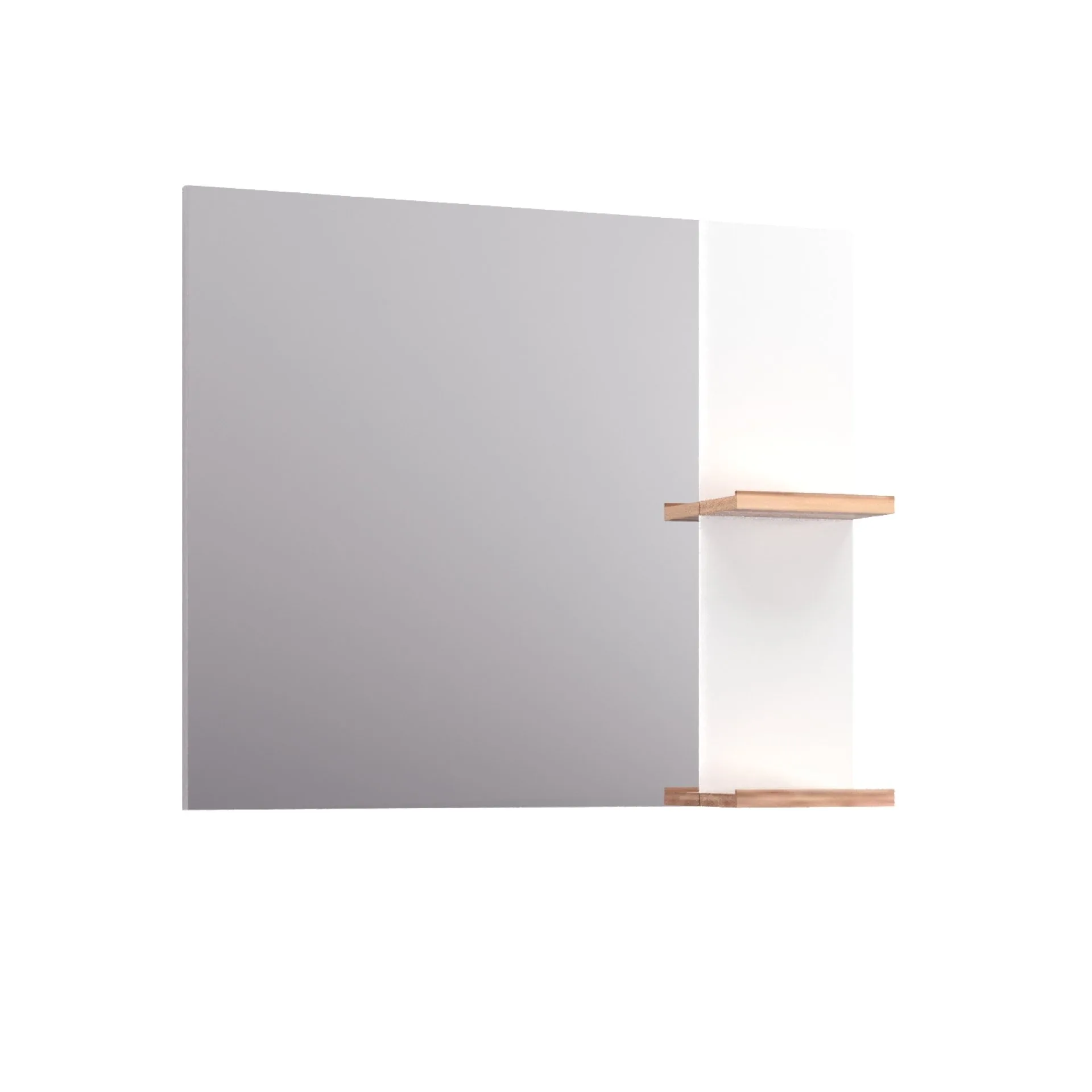 BADEDU HIERA Spiegel 79 cm breit, Weiß, zwei Ablagen
