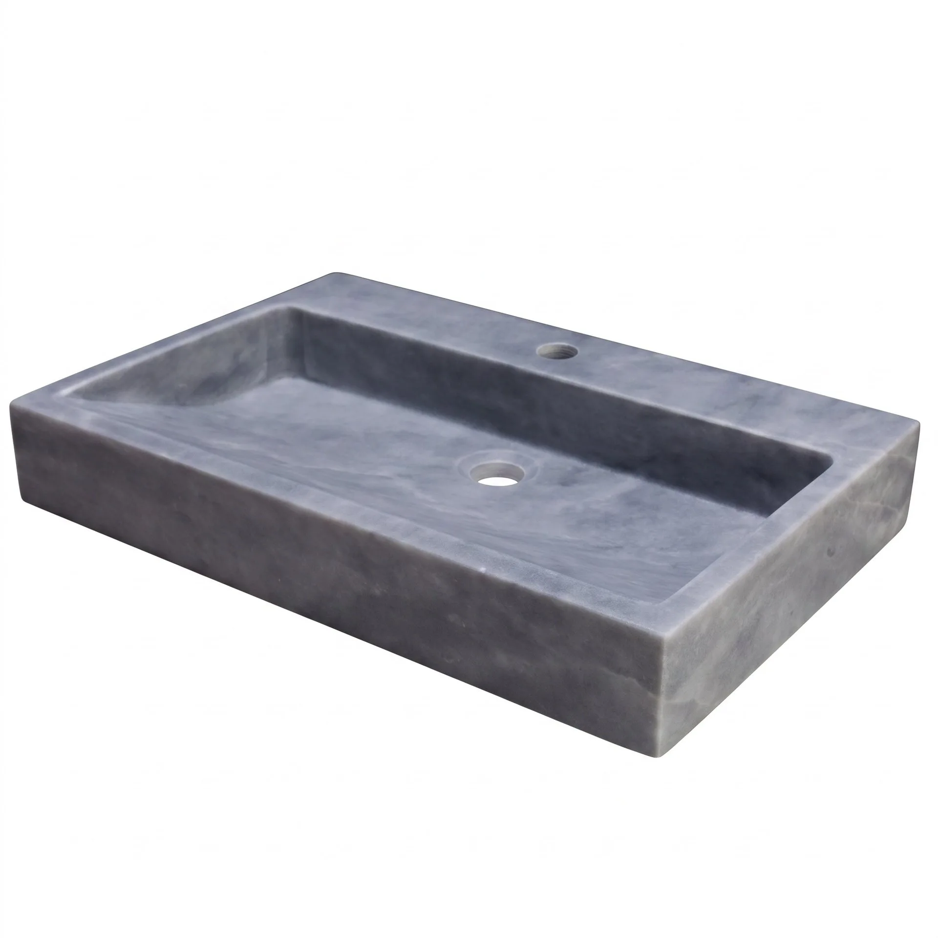 FORZALAQUA PALERMO Waschbecken 60 cm breit, Bluestone, Naturstein, mit Hahnloch